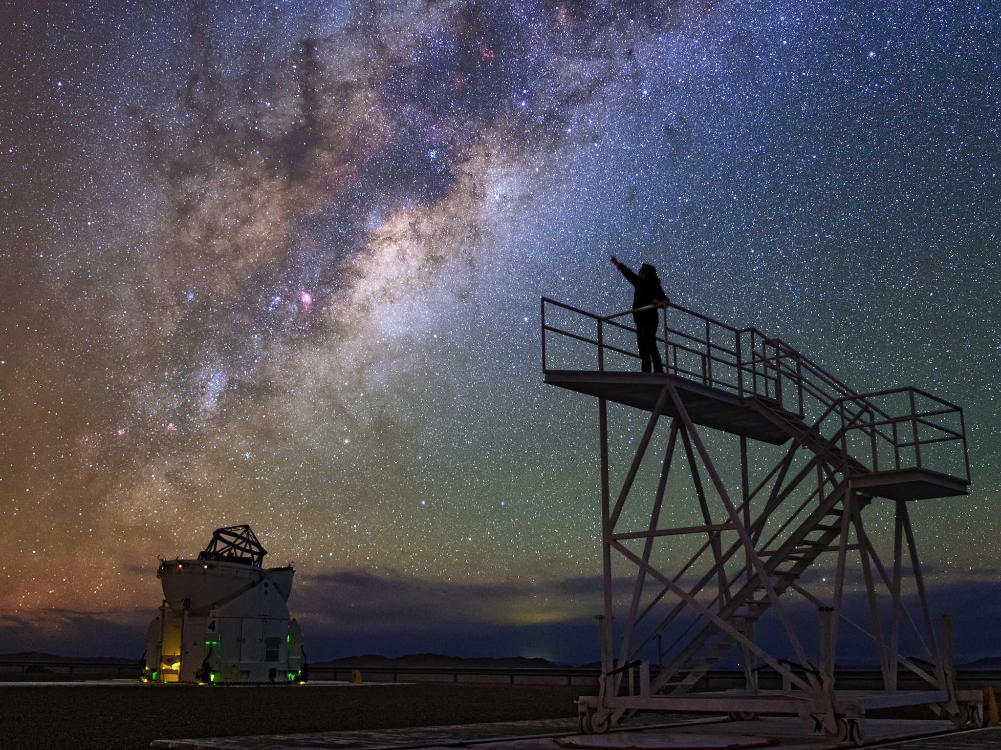 Via Lattea, Silhouette, Torre di osservazione, Notte, sfondo per iPad e tablet
