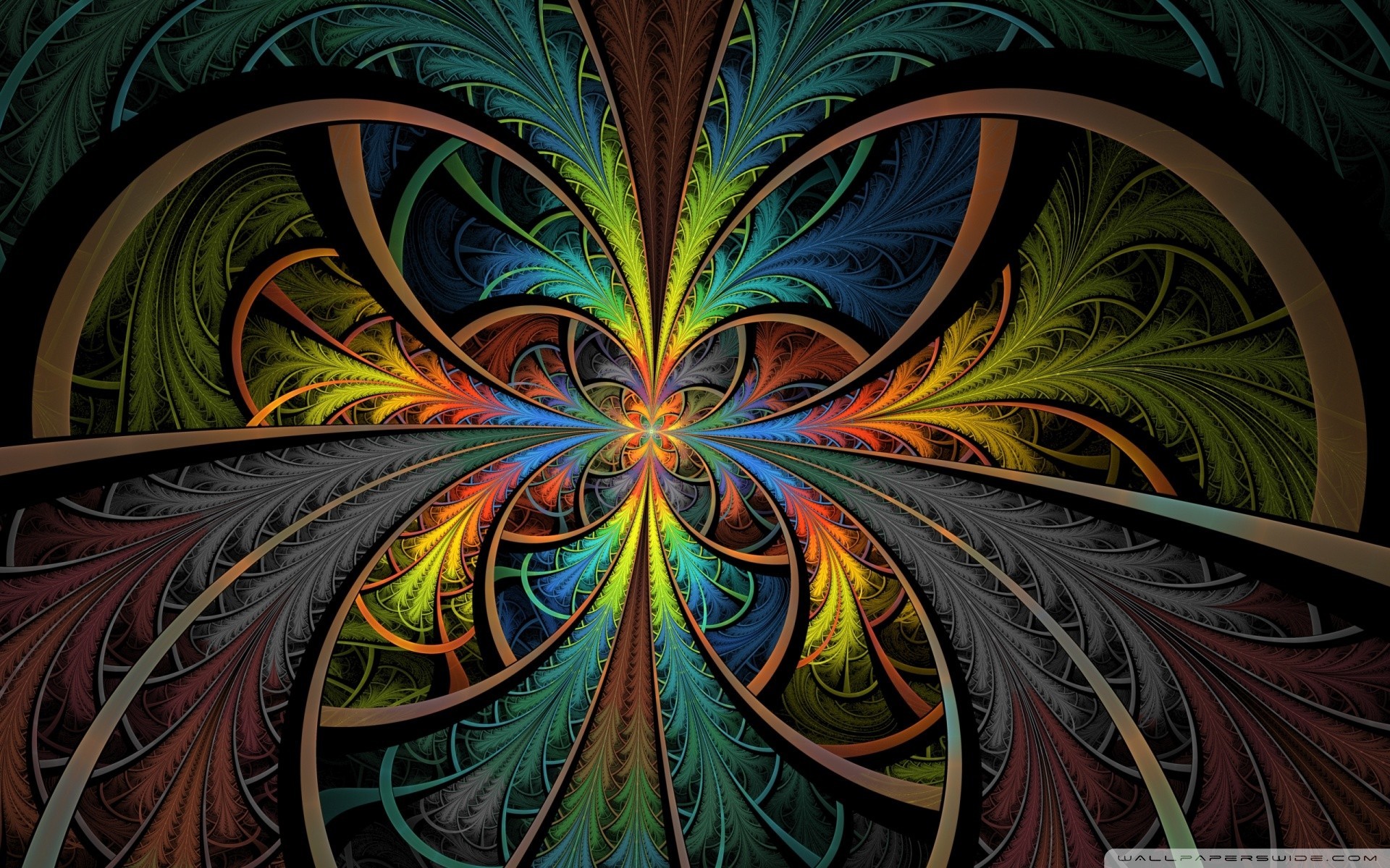 Frattale, Simmetria, Arte digitale, Colori vivaci, 1920x1200, wallpaper desktop