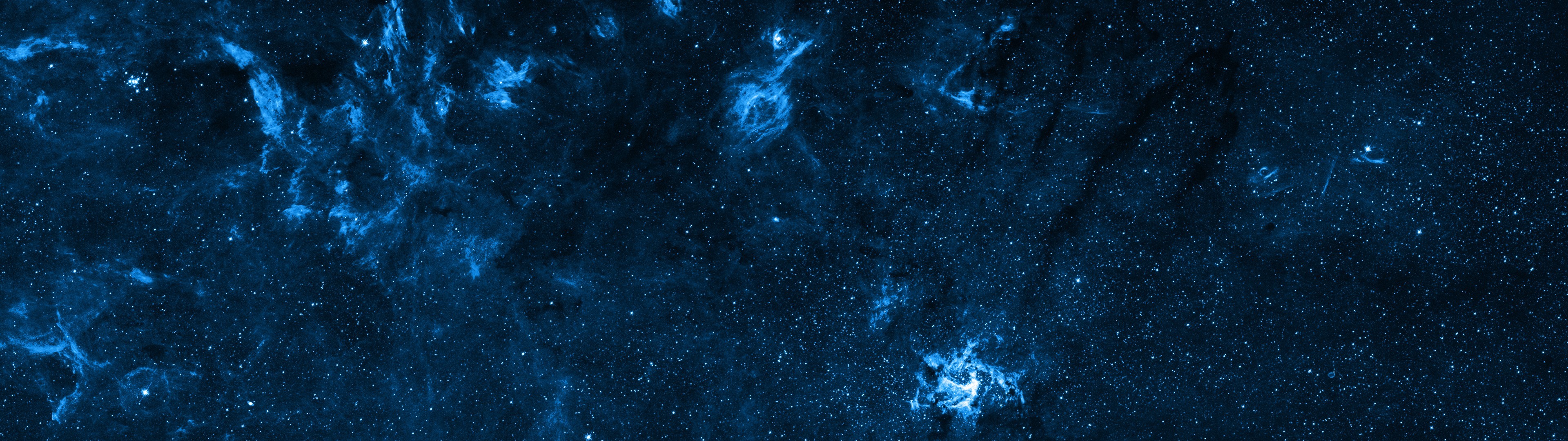 Nebulosa, Blu, Stelle, Panoramico, doppio schermo, sfondo Full HD