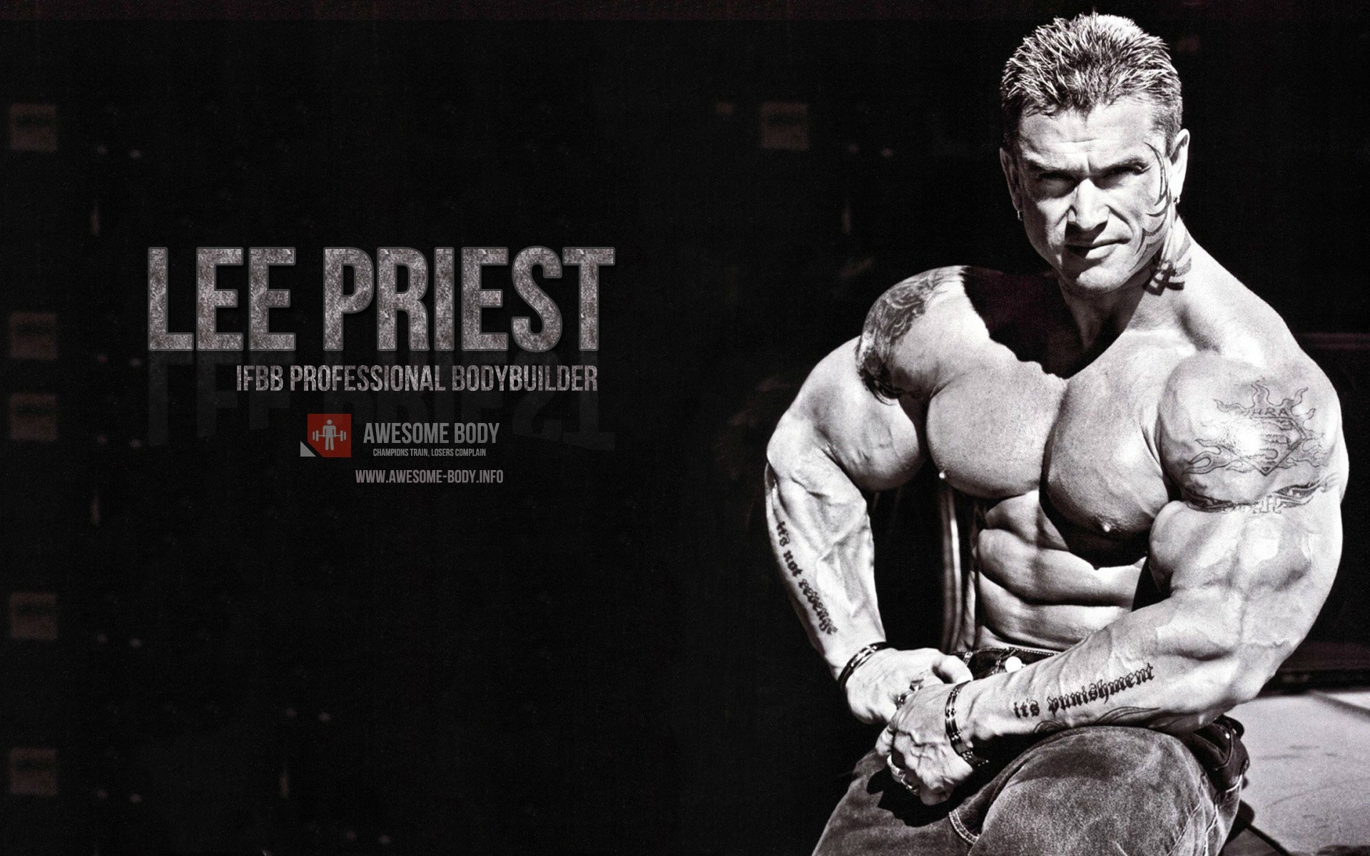 Lee Priest, IFBB Pro, Culturista, Bianco e nero, 16:10 Full HD, sfondo widescreen