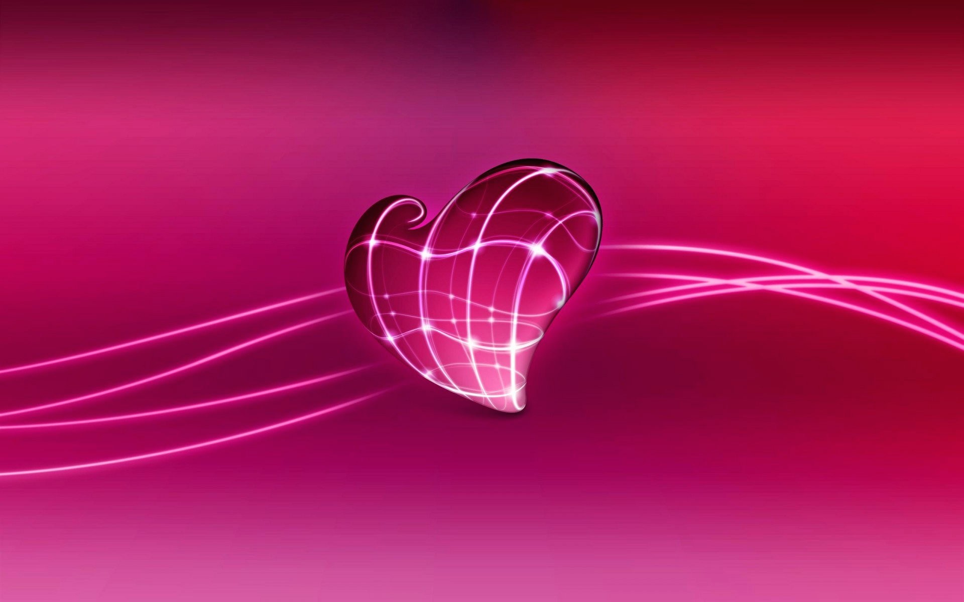 Cuore di vetro, Linee luminose, Fucsia, 16:10 Full HD, sfondo widescreen