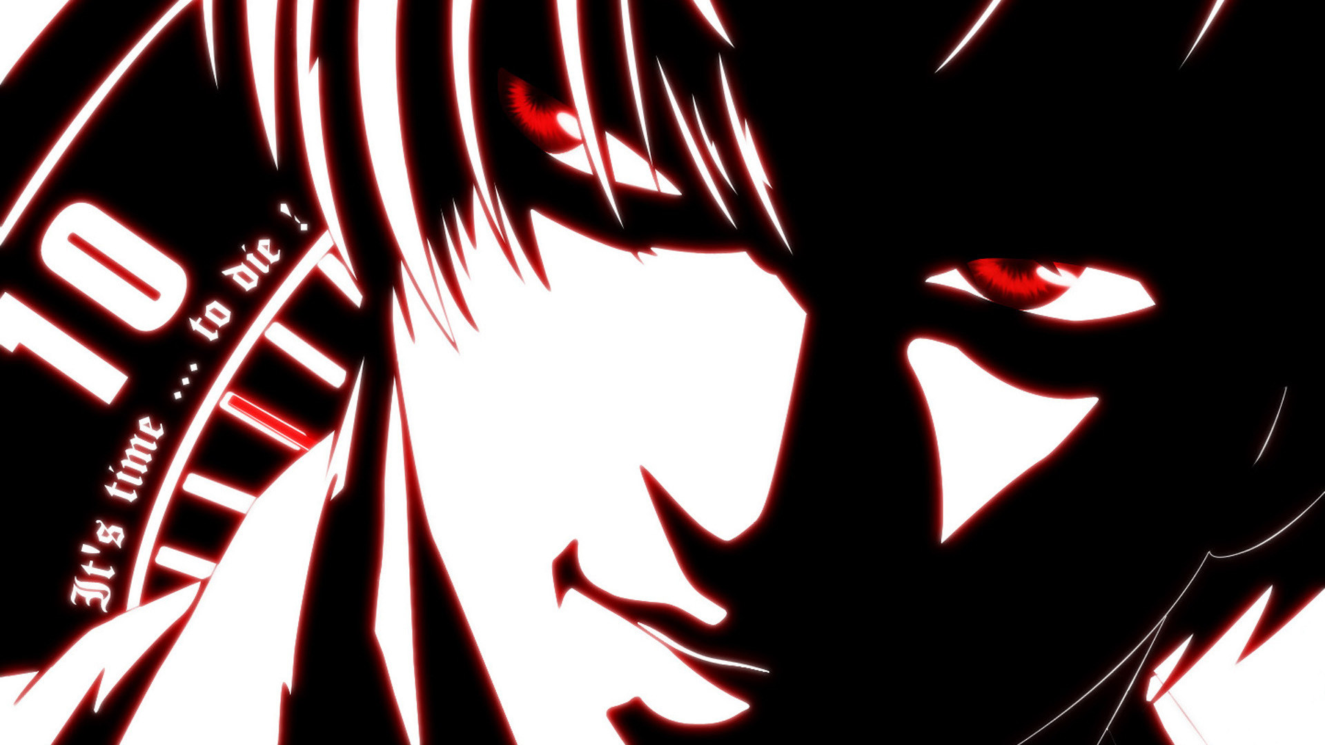Light Yagami, Death Note, Occhi rossi, Rosso e nero, Full HD, sfondo per PC e portatile