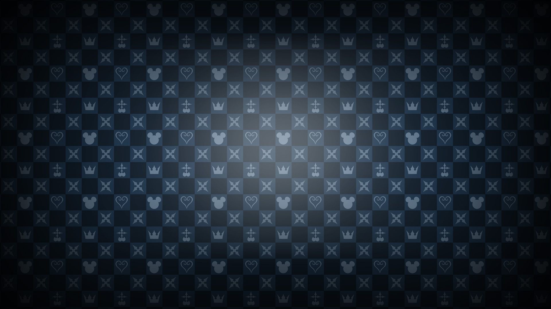 Kingdom Hearts, Motivo a corone, Blu scuro, Full HD, sfondo desktop
