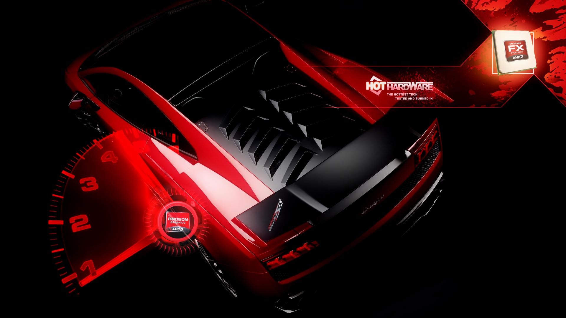 AMD FX, Hot Hardware, Auto sportiva, Rosso, Full HD, sfondo per PC e portatile