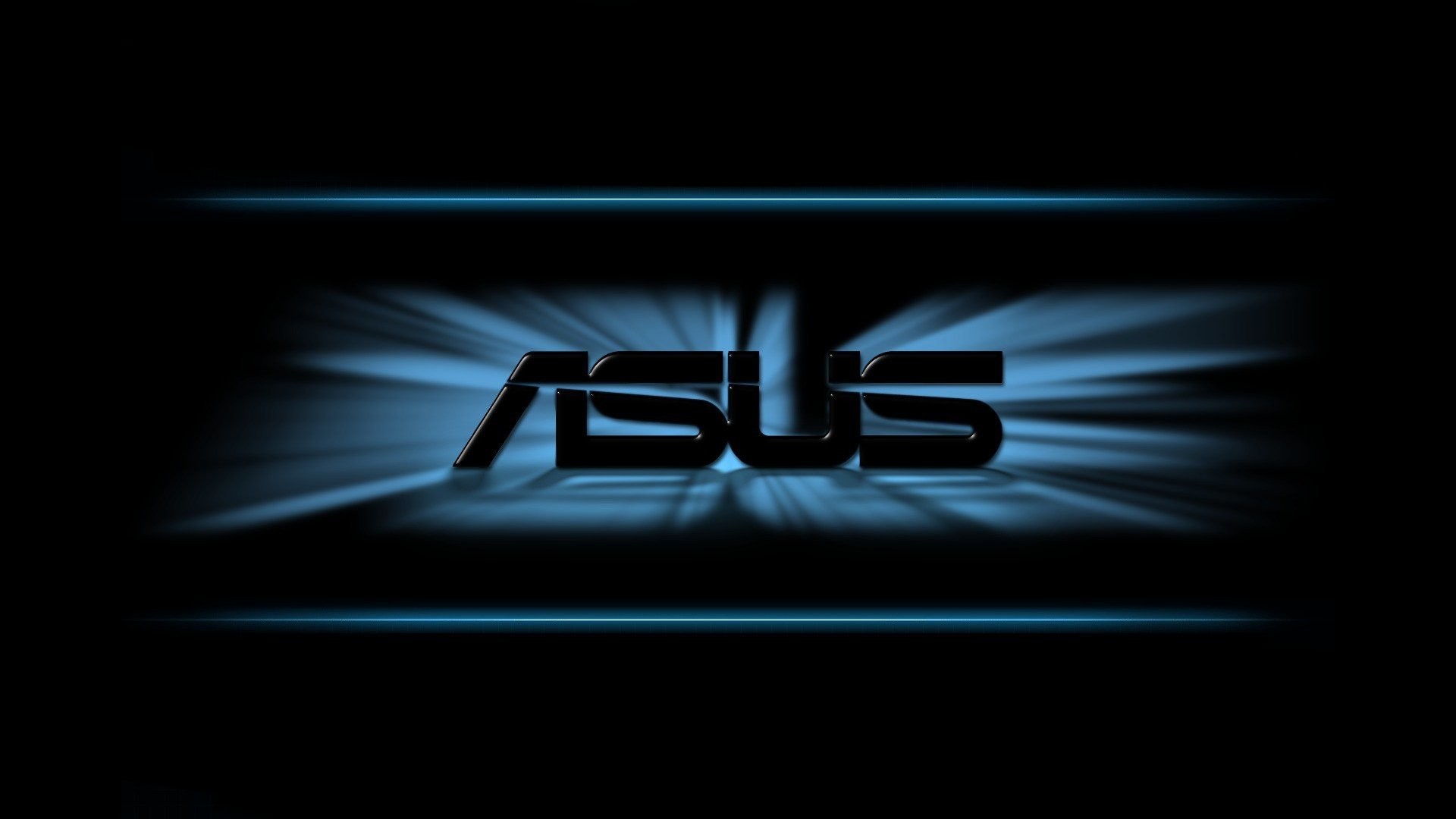 ASUS, Logo, Raggi di luce, Sfondo nero, 1920x1080, wallpaper desktop