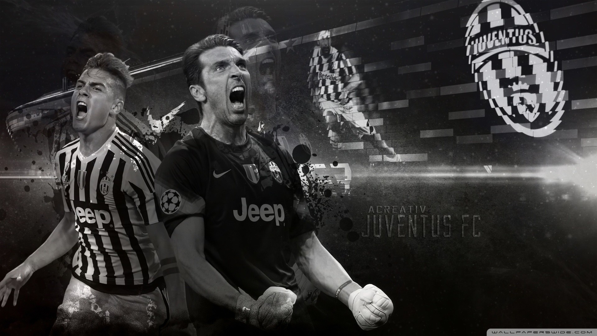 Gianluigi Buffon, Juventus, Esultanza, Bianco e nero, Full HD, wallpaper per PC