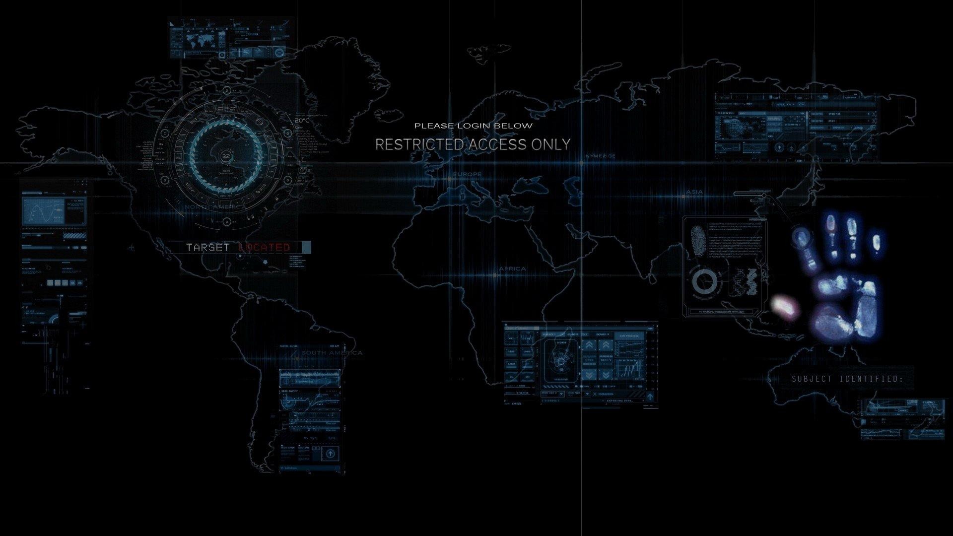 Mappa del mondo, Interfaccia futuristica, Tecnologia, Sfondo nero, wallpaper Windows 11