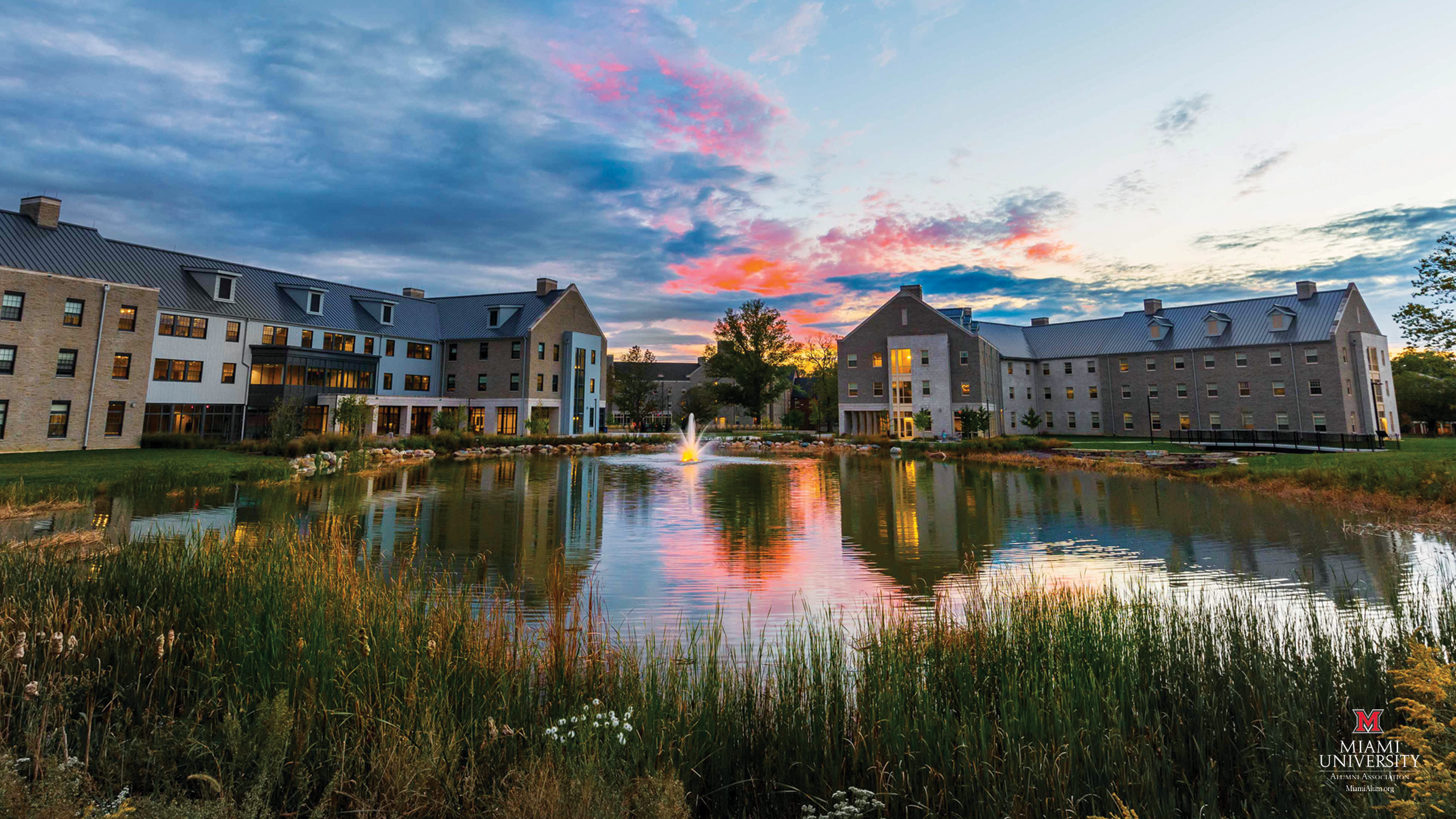 Miami University, Laghetto, Tramonto, 2K, sfondo per PC e portatile
