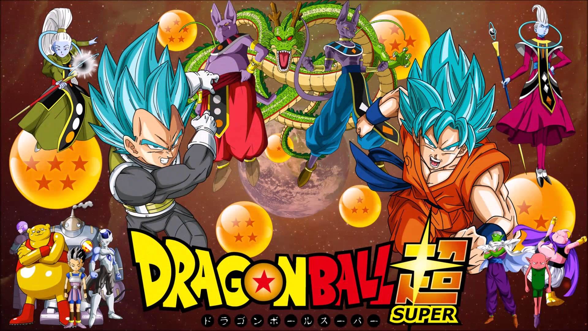 Shenron, Beerus, Whis, Sfere del Drago, Dragon Ball Super, Full HD, sfondo desktop