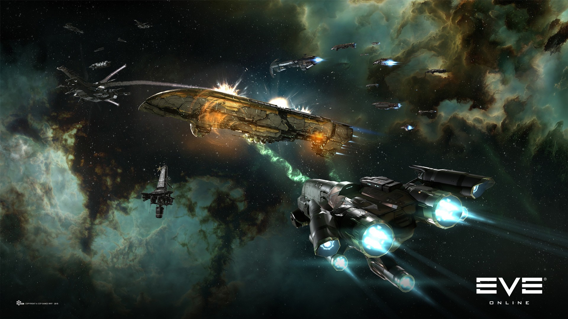 EVE Online, Astronavi, Battaglia spaziale, Full HD, sfondo per portatile