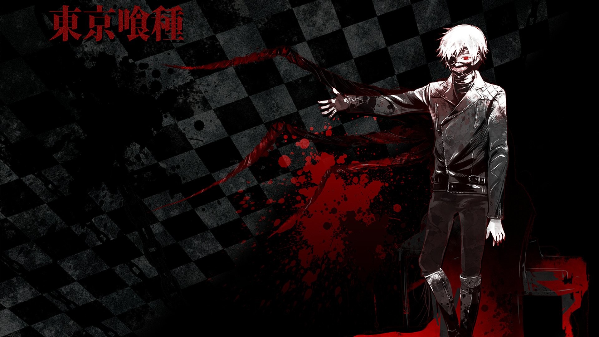 Ken Kaneki, Tokyo Ghoul, Scacchiera, Kanji, Full HD, sfondo desktop