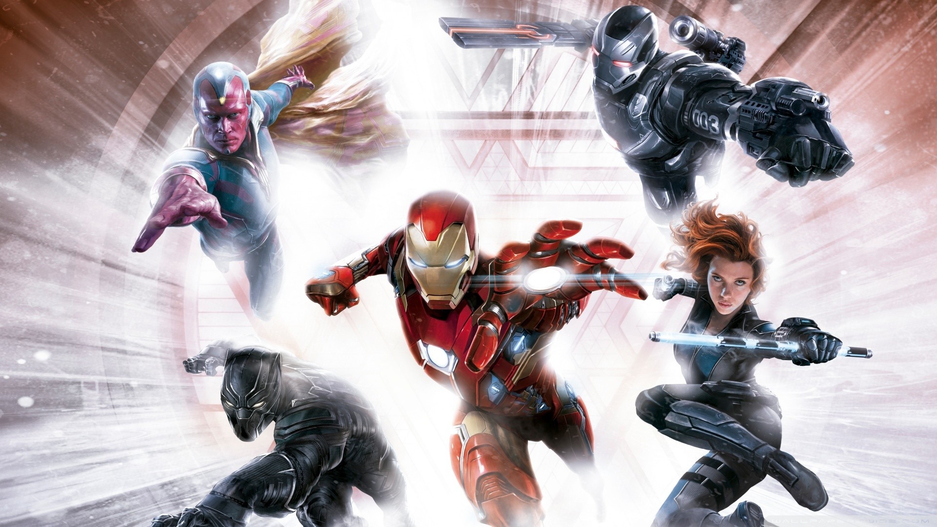 Iron Man, Visione, Vedova Nera, Black Panther, War Machine, Captain America: Civil War, sfondo desktop