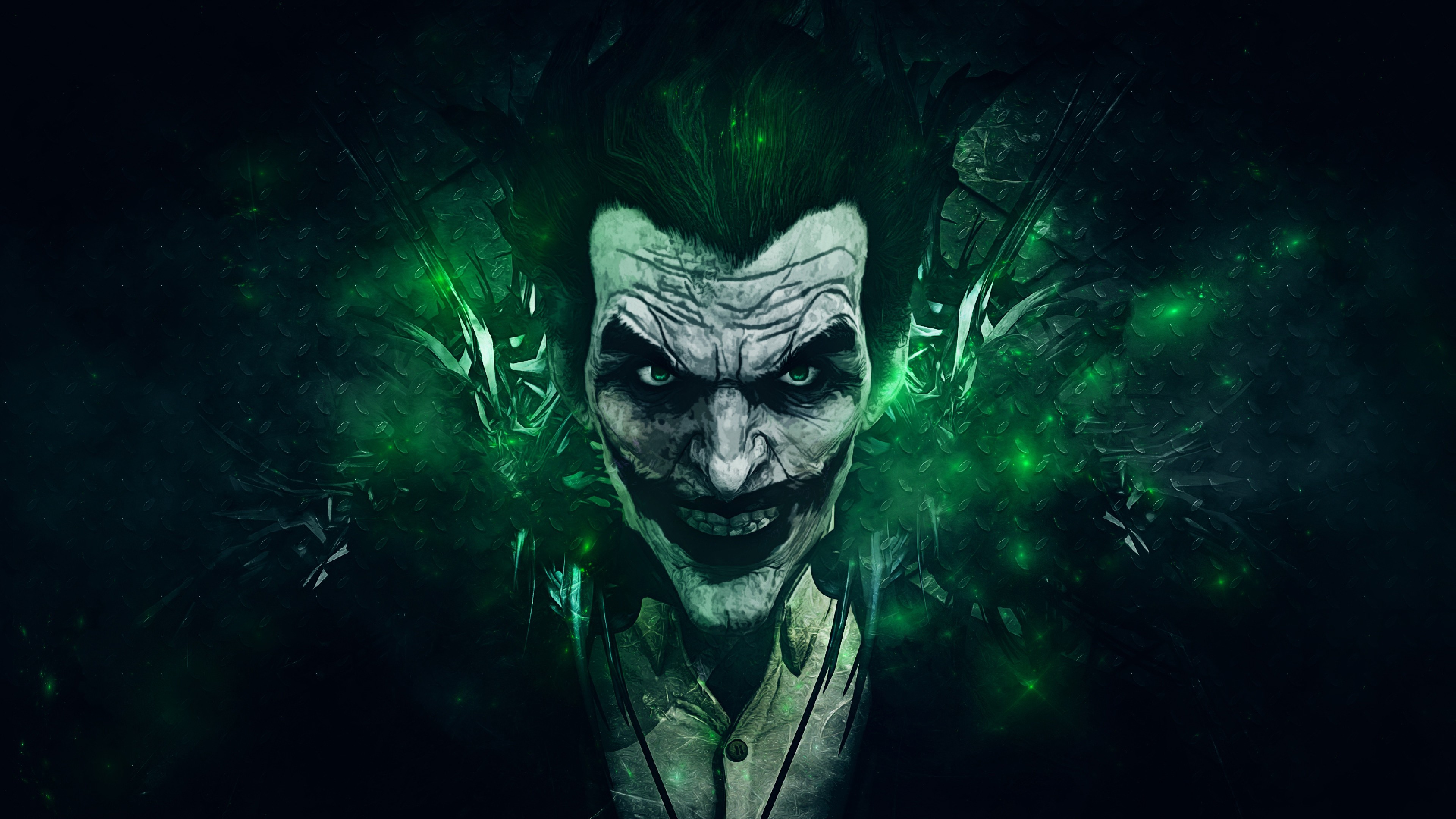 Joker, Batman: Arkham, Verde, Sfondo scuro, 4K, wallpaper per PC