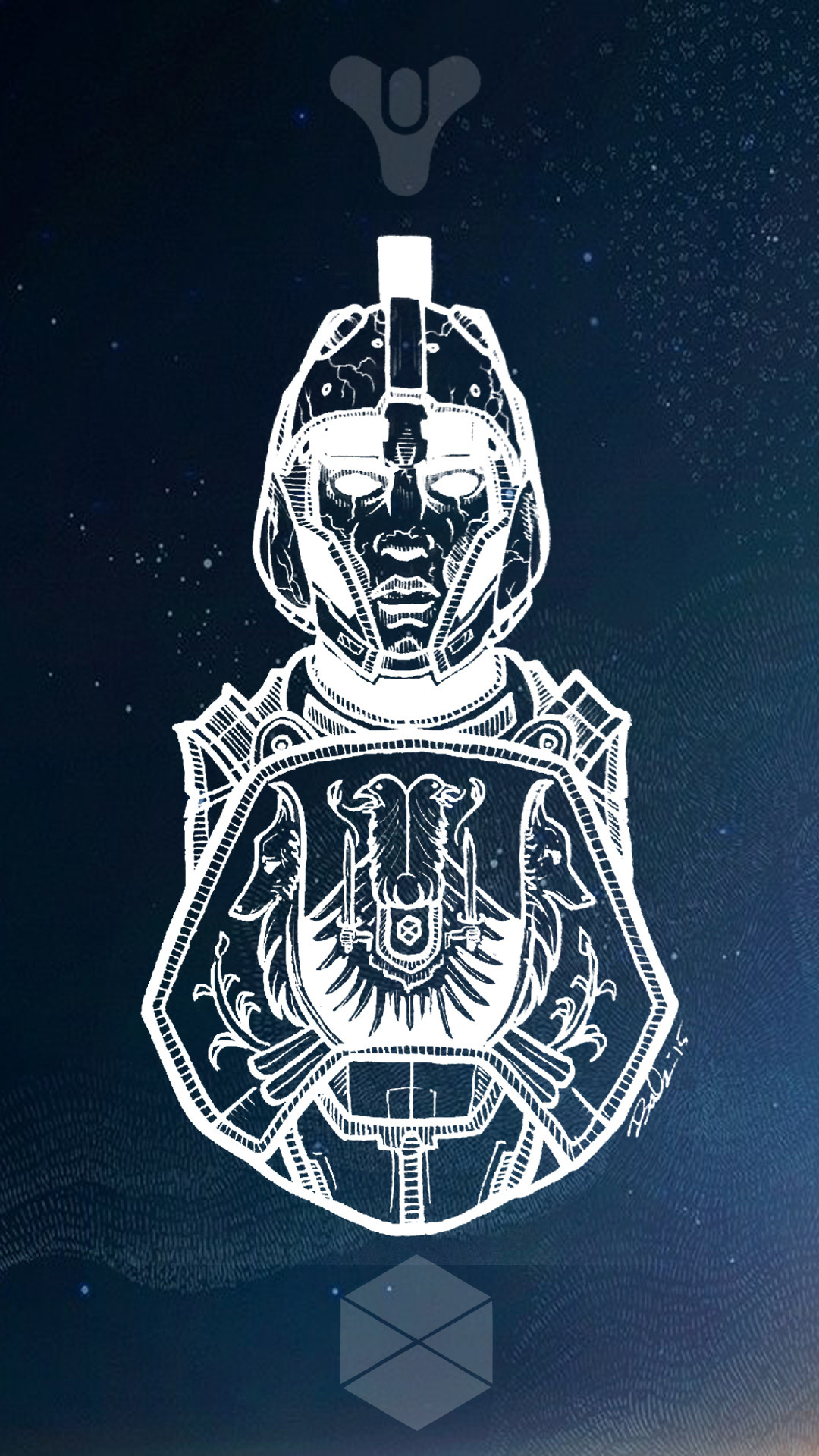 Destiny, Cacciatore, Emblema, Illustrazione, Blu, 1080x1920, schermata di blocco iPhone