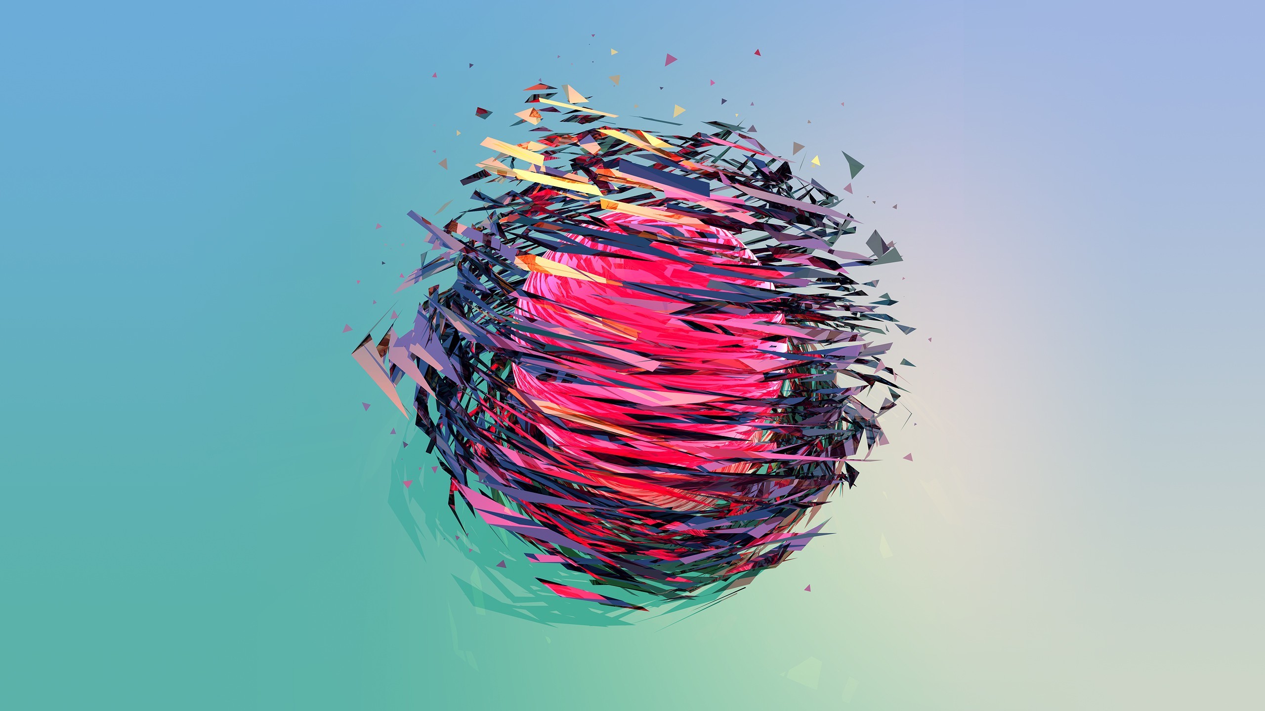 Sfera, Schegge, Astratto, Rosa, 16:9 2K, sfondo widescreen