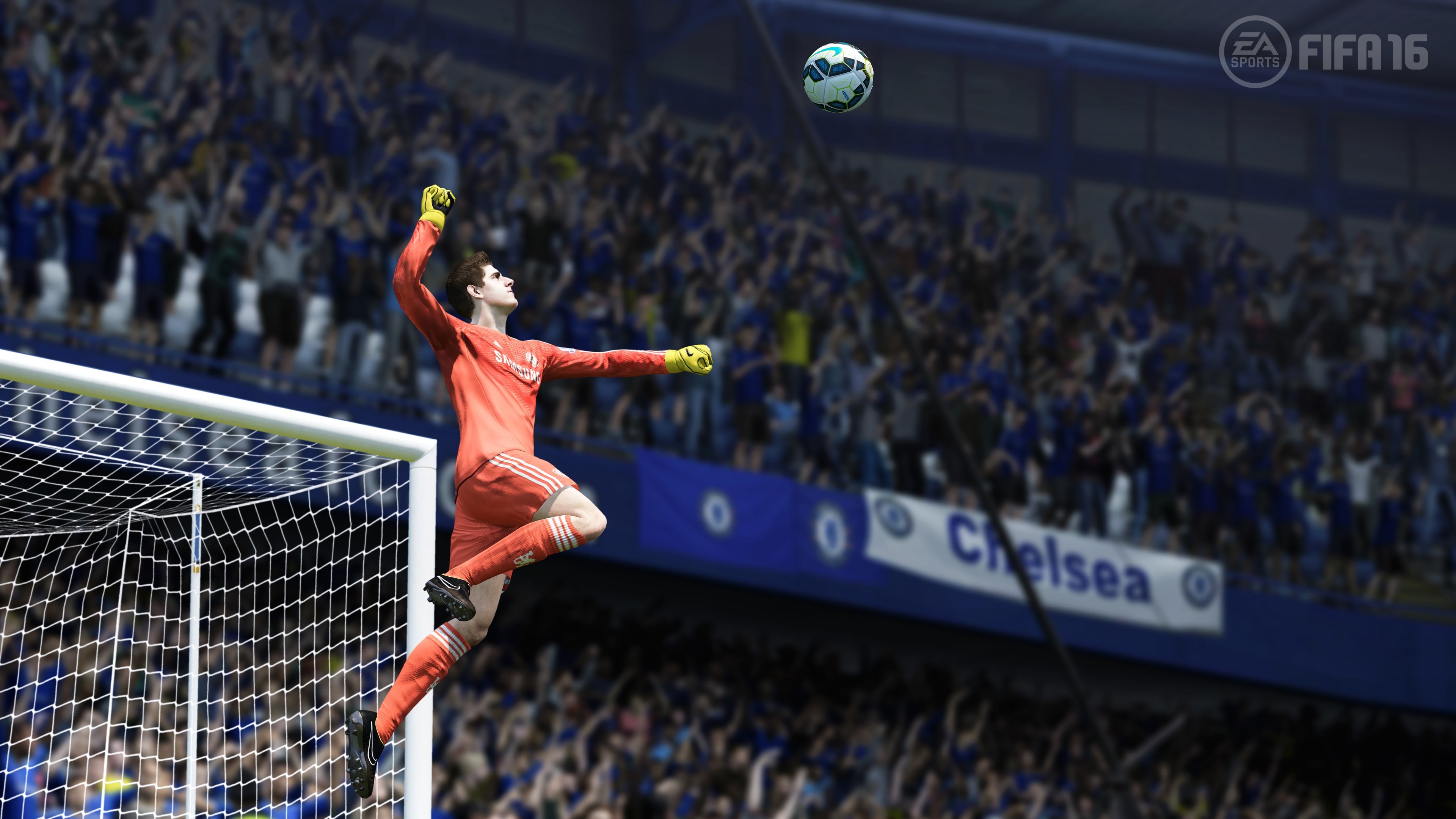 Thibaut Courtois, Chelsea FC, FIFA 16, Parata, Portiere, 4K, wallpaper per portatile
