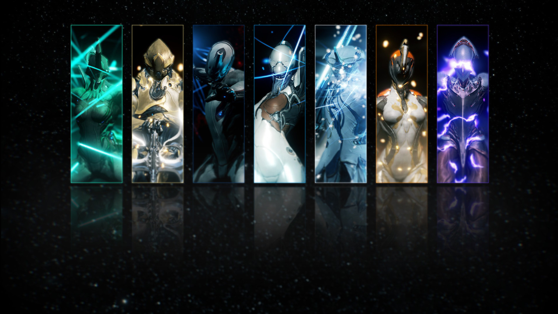 Warframe, Collage, Prime, Sfondo nero, Full HD, wallpaper desktop