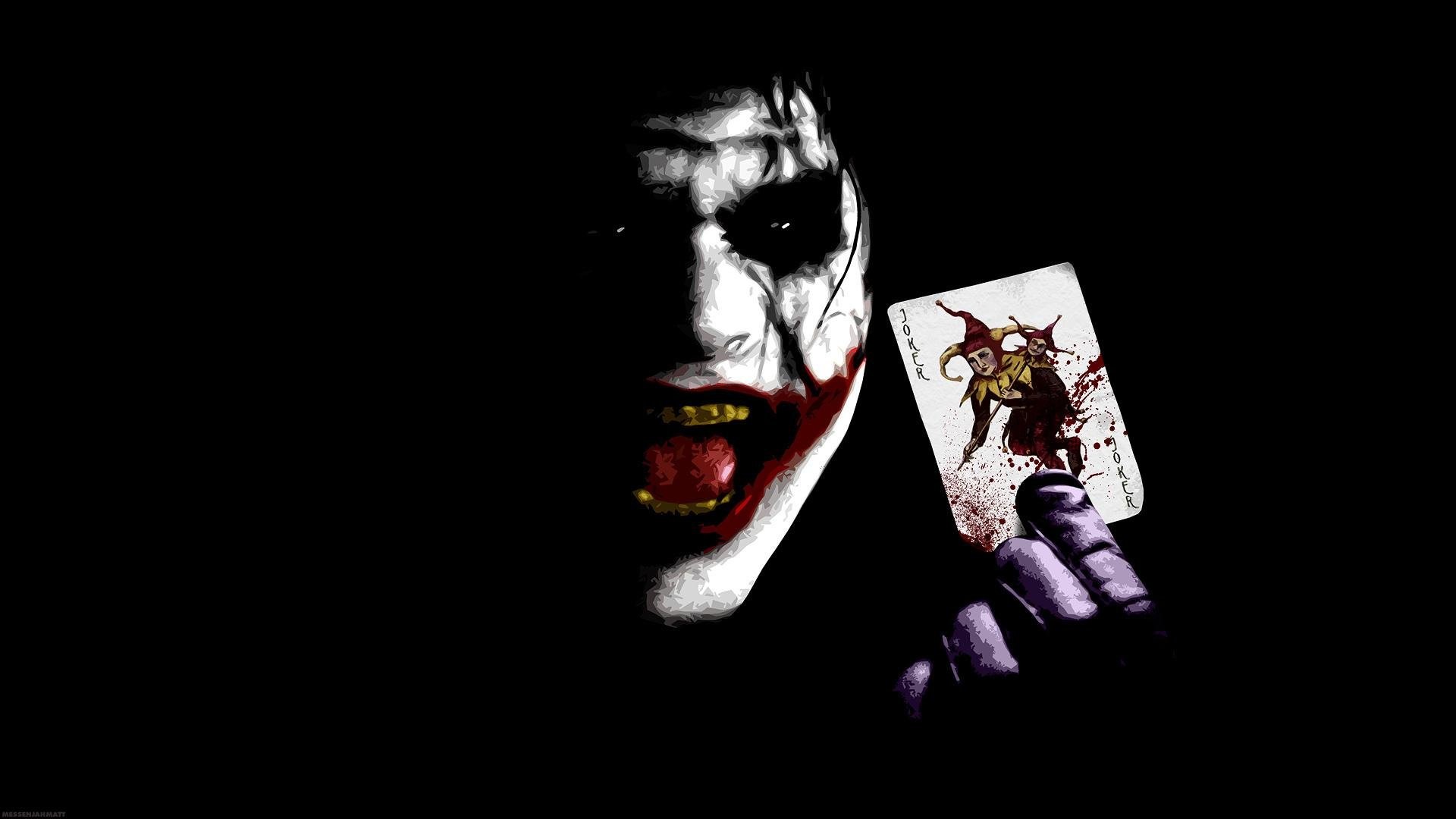 Joker, Heath Ledger, Carta da gioco, Sfondo nero, Full HD, wallpaper per portatile