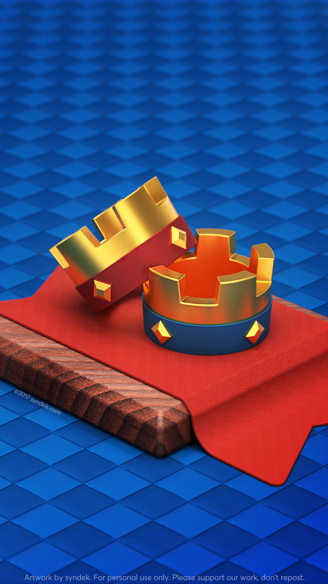 Clash Royale, Corona, Tappeto rosso, Sfondo blu, Full HD, schermata di blocco del cellulare