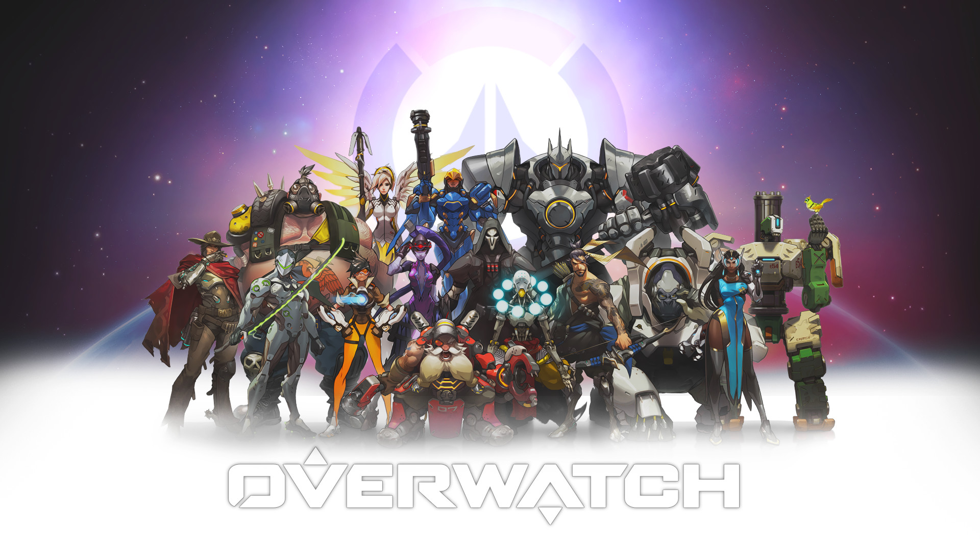 Overwatch, Eroi di Overwatch, Logo, Blizzard, 16:9 Full HD, sfondo widescreen