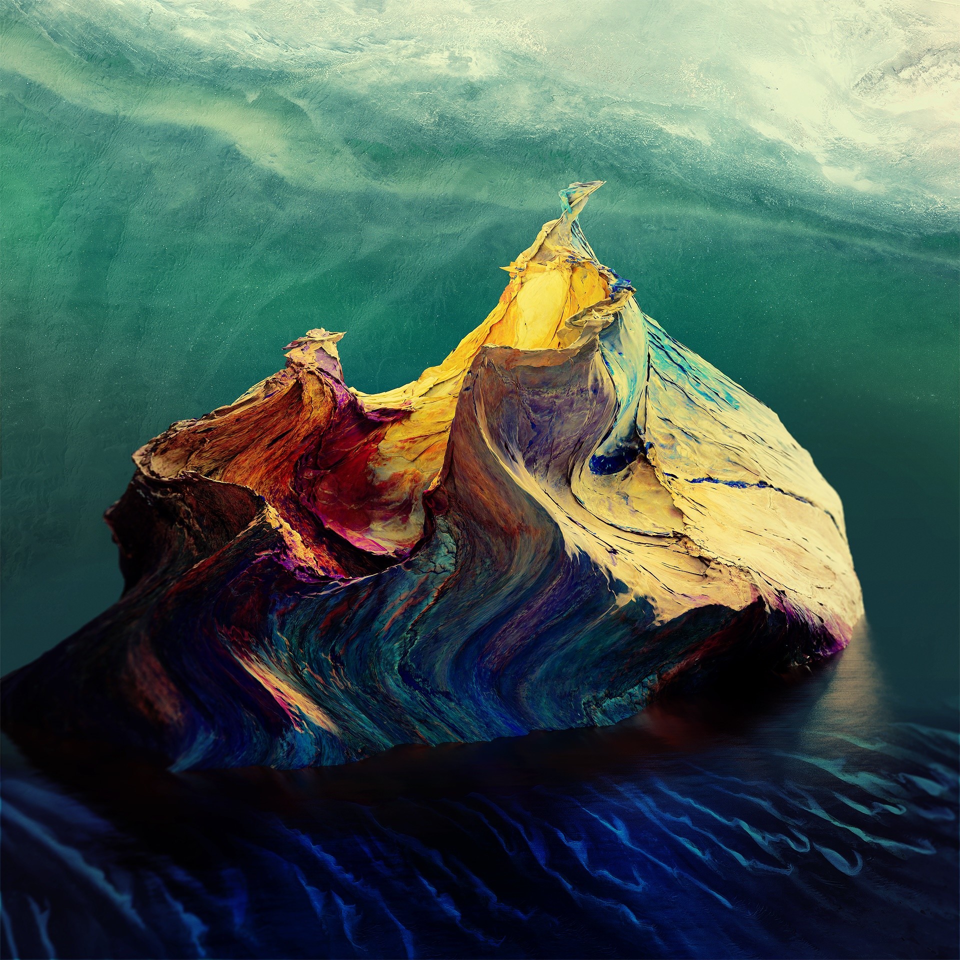 Arte psichedelica, Roccia, Onde, Surreale, Full HD, sfondo per iPad e tablet