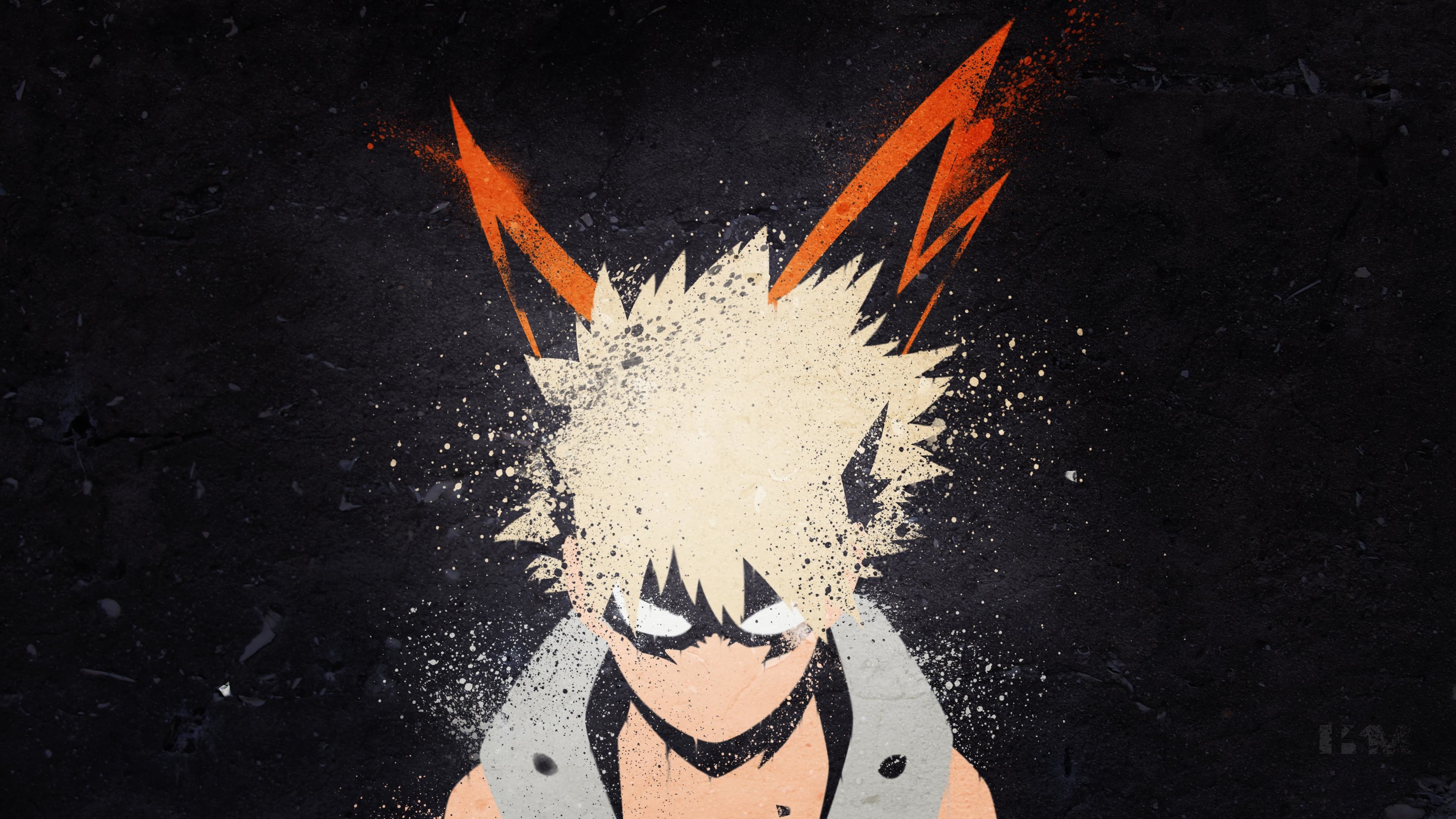 Katsuki Bakugo, My Hero Academia, Esplosione, Sfondo scuro, Dispersione, 4K Ultra HD