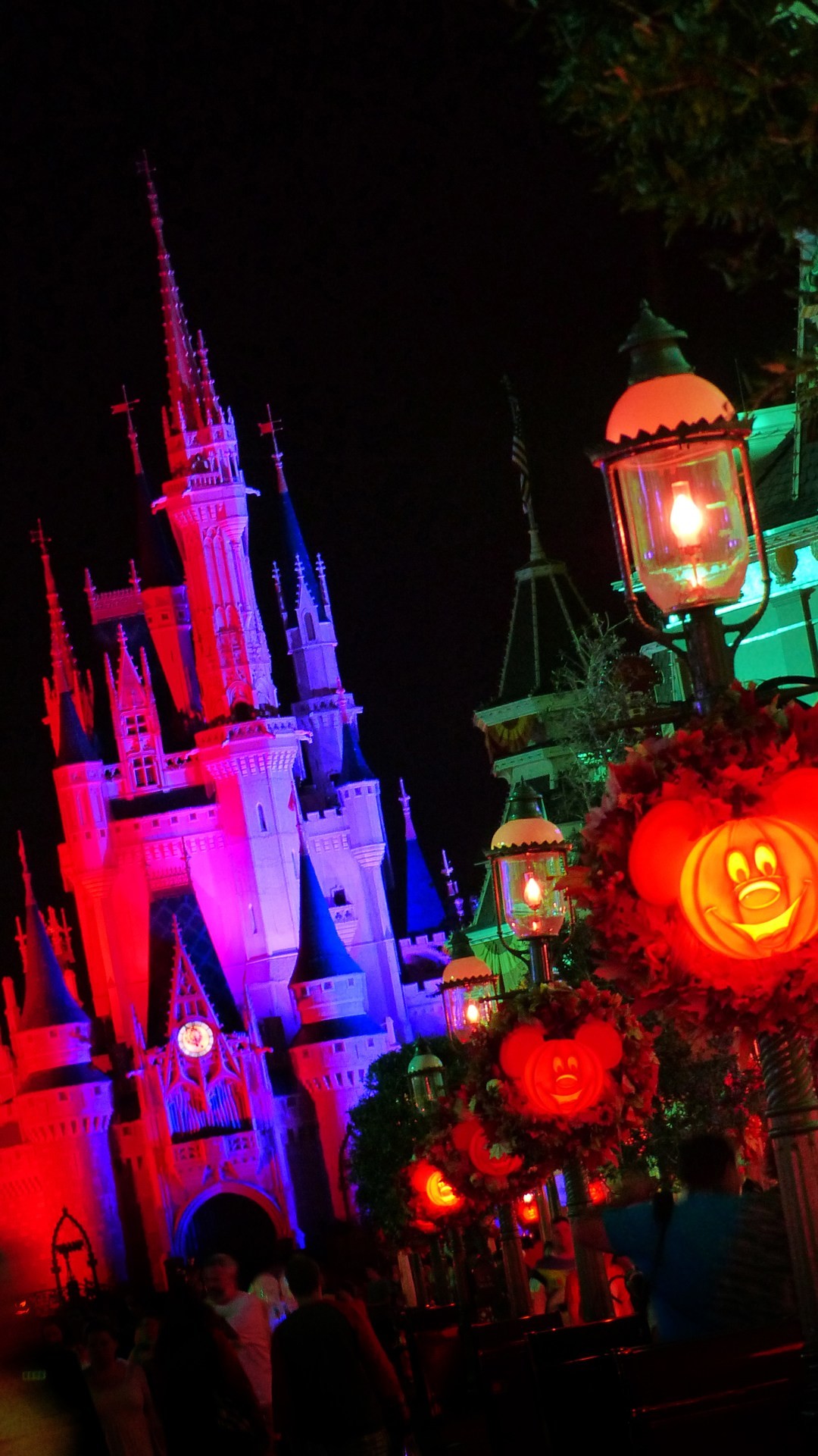 Castello di Cenerentola, Magic Kingdom, Halloween, Zucche, Notte, wallpaper iPhone