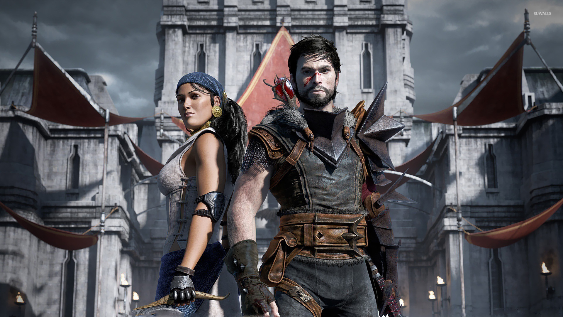 Dragon Age II, Hawke, Isabela, Kirkwall, Castello, Full HD, wallpaper per PC