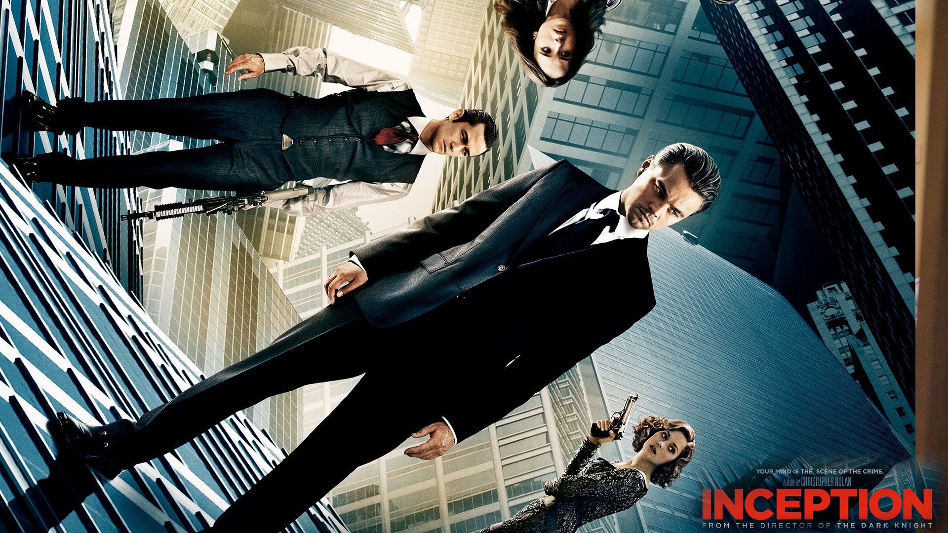 Inception, Leonardo DiCaprio, Joseph Gordon-Levitt, Locandina, Gravità zero, sfondo 1080p