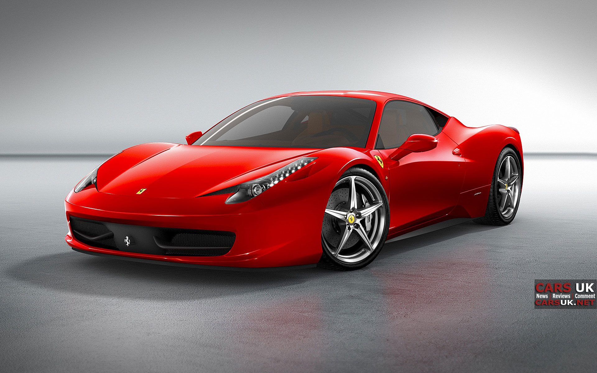 Ferrari 458 Italia, Rosso, Sfondo grigio, Full HD, wallpaper per PC