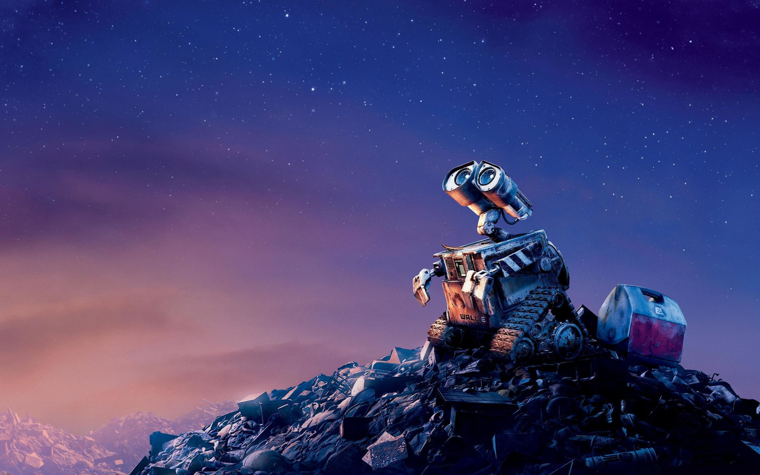 WALL-E, Pixar, Cielo stellato, Rottami, 2K, sfondo per il tuo desktop