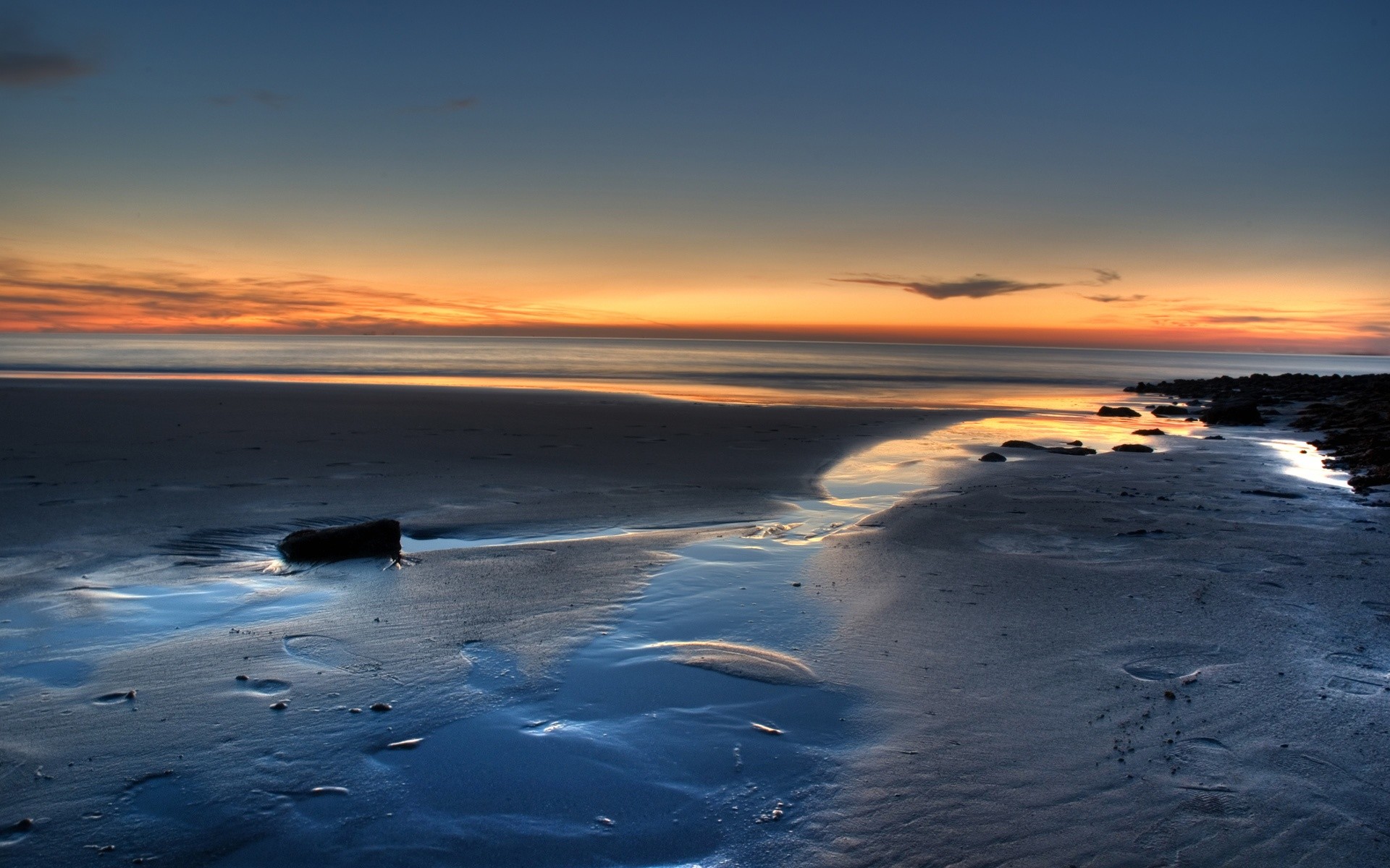 Spiaggia, Bassa marea, Tramonto, Mare, 1920x1200, wallpaper desktop