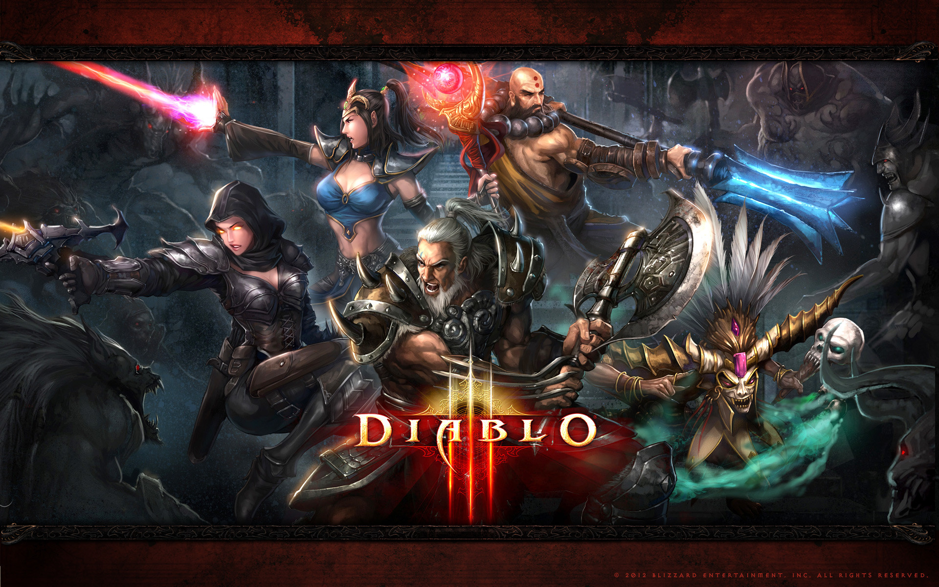 Diablo III, Classi di personaggi, Cacciatore di demoni, Barbaro, Sciamano, sfondo 1920x1200 per PC