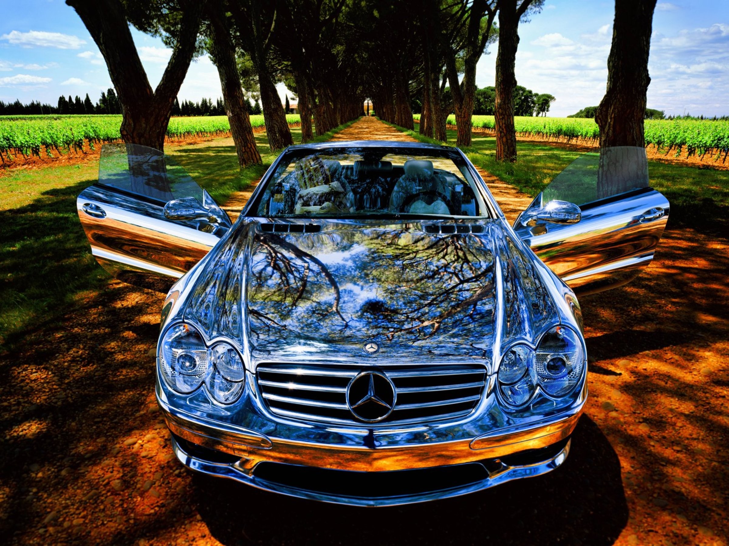 Mercedes-Benz SL, Cromo, Auto, HDR, Full HD, schermata di blocco iPad