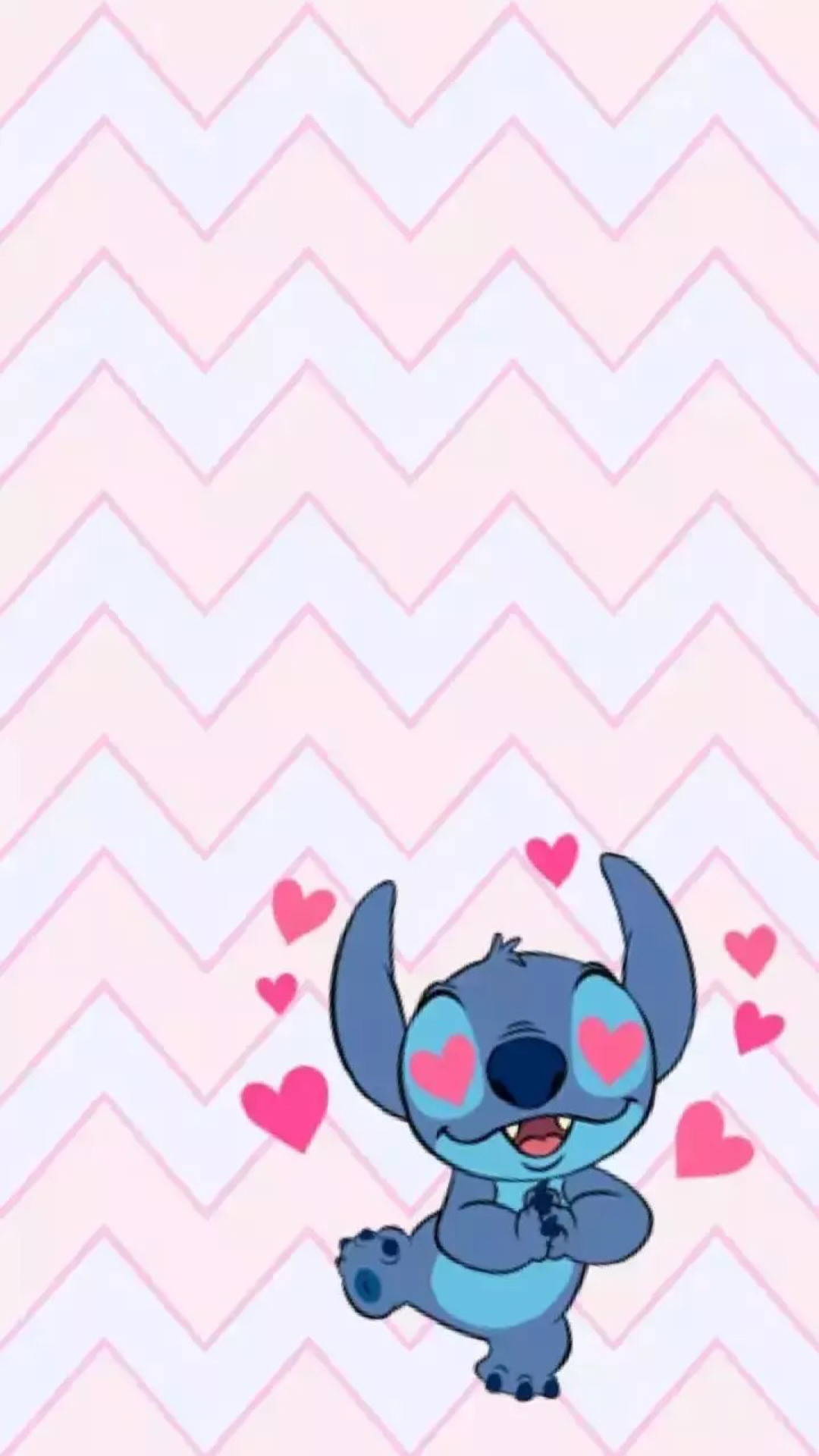 Stitch, Cuori, Zigzag, Kawaii, 1080x1920, schermata di blocco iPhone