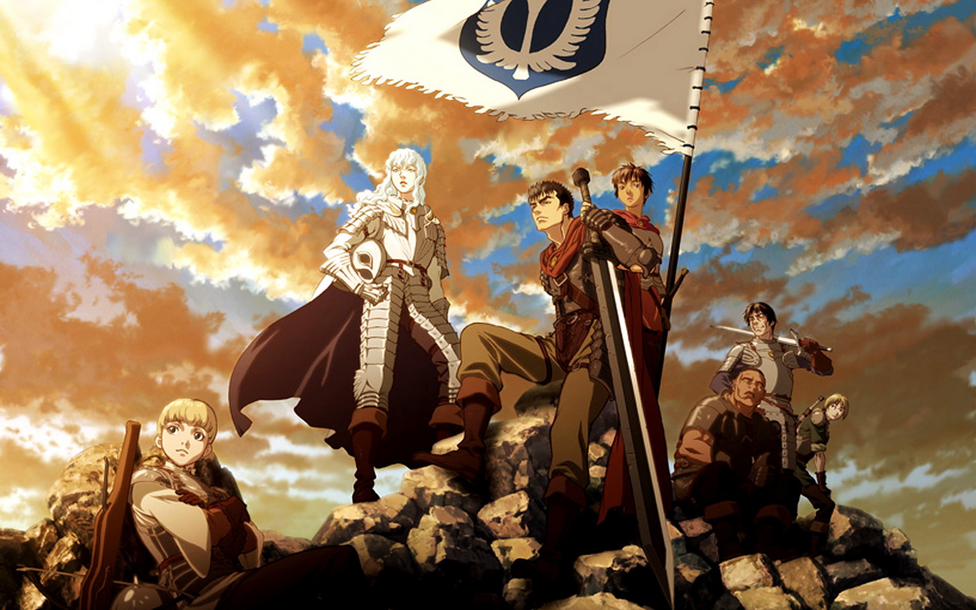 Grifis, Gatsu, Banda del Falco, Berserk, Stendardo, Cielo, 1920x1200, sfondo MacBook Pro