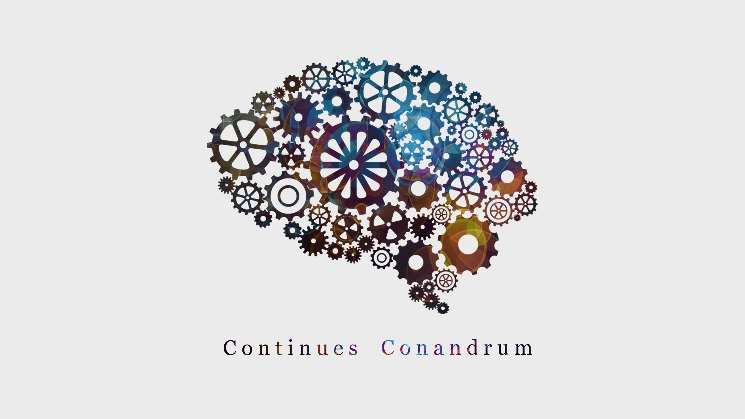 Cervello, Ingranaggi, Continues Conundrum, Sfondo bianco, 16:9 2K, wallpaper widescreen