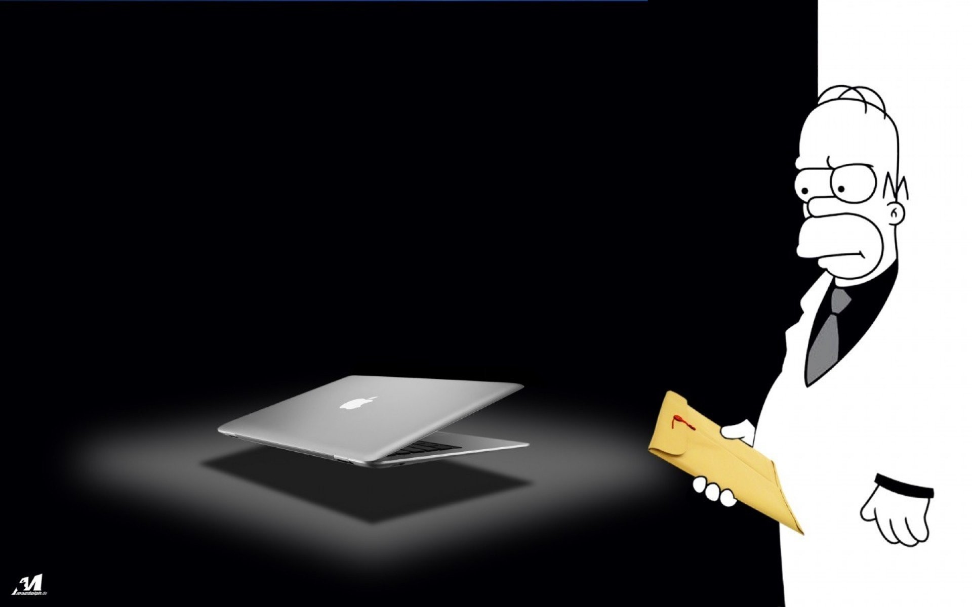 Homer Simpson, I Simpson, Parodia di Scarface, MacBook Air, Sfondo nero, wallpaper 1920x1200