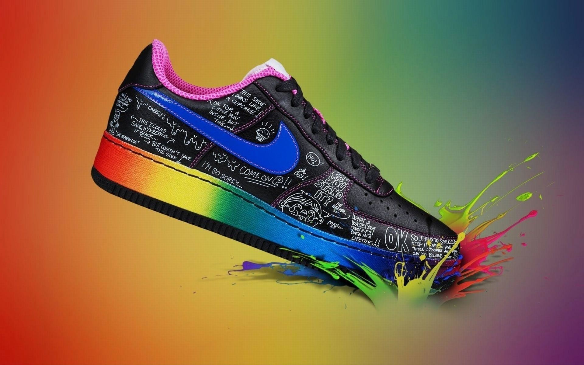 Nike Air Force 1, Nike, Arcobaleno, Schizzi di colore, 1920x1200, sfondo MacBook Pro
