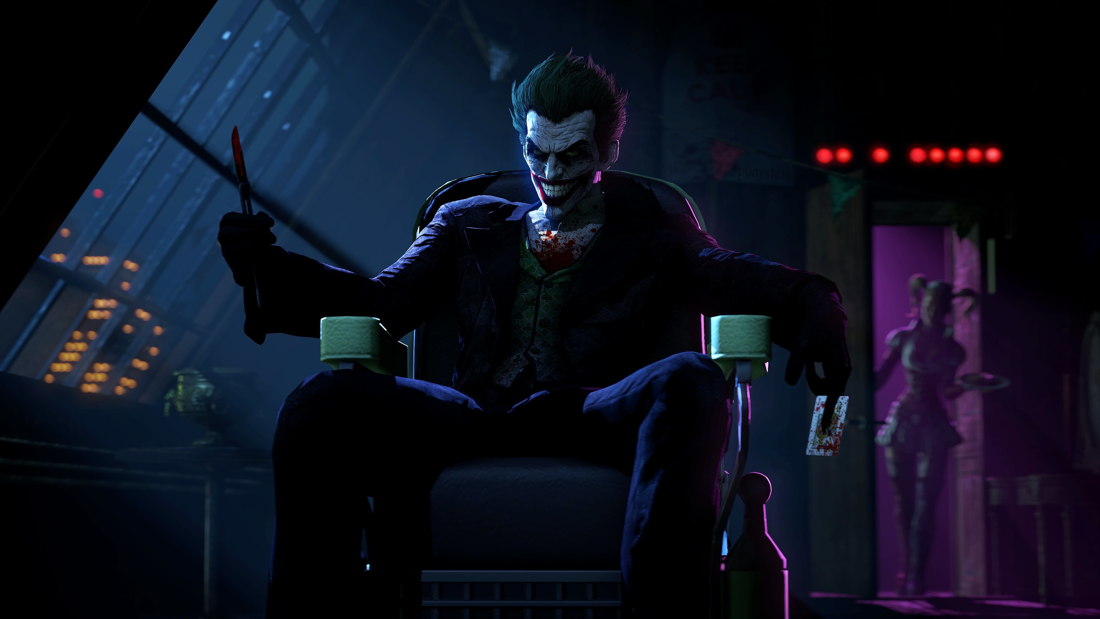 Joker, Batman: Arkham Origins, Trono, Notte, 3840x2160, immagine di sfondo