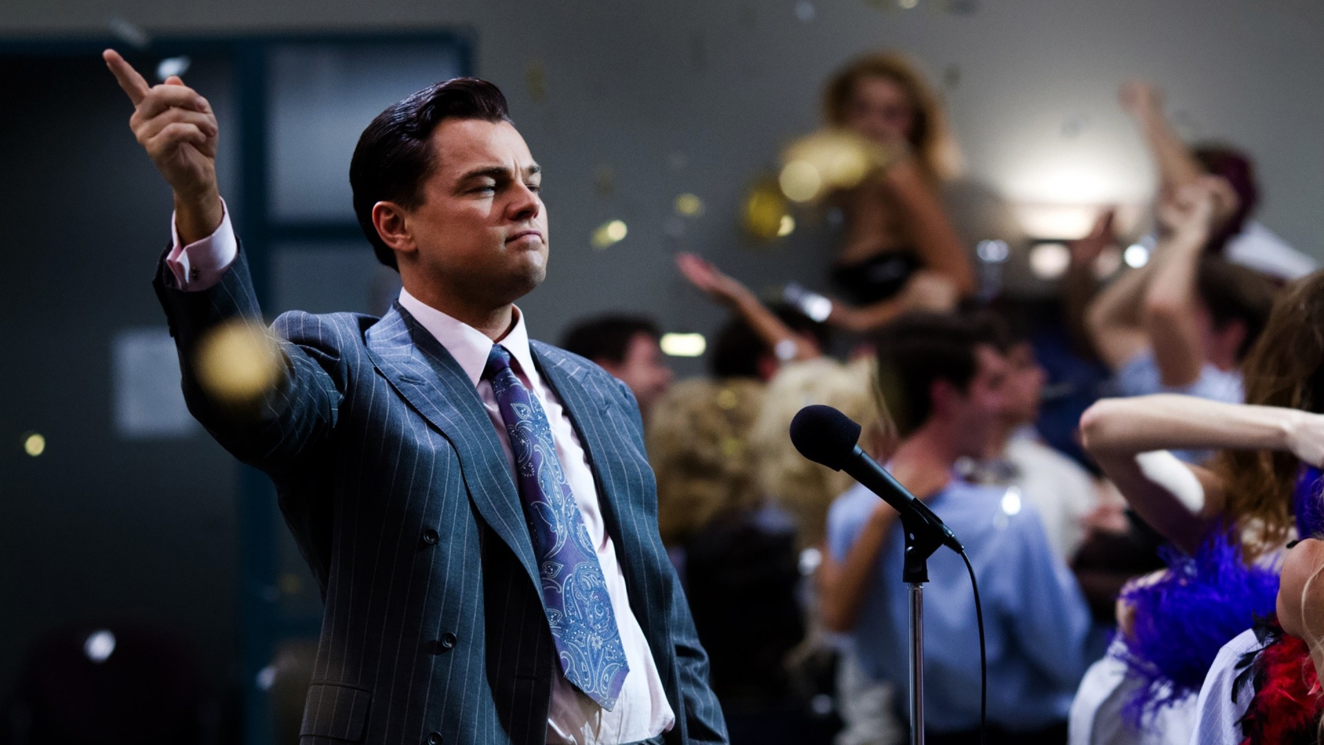 Leonardo DiCaprio, Jordan Belfort, The Wolf of Wall Street, Festa, Coriandoli, sfondo desktop