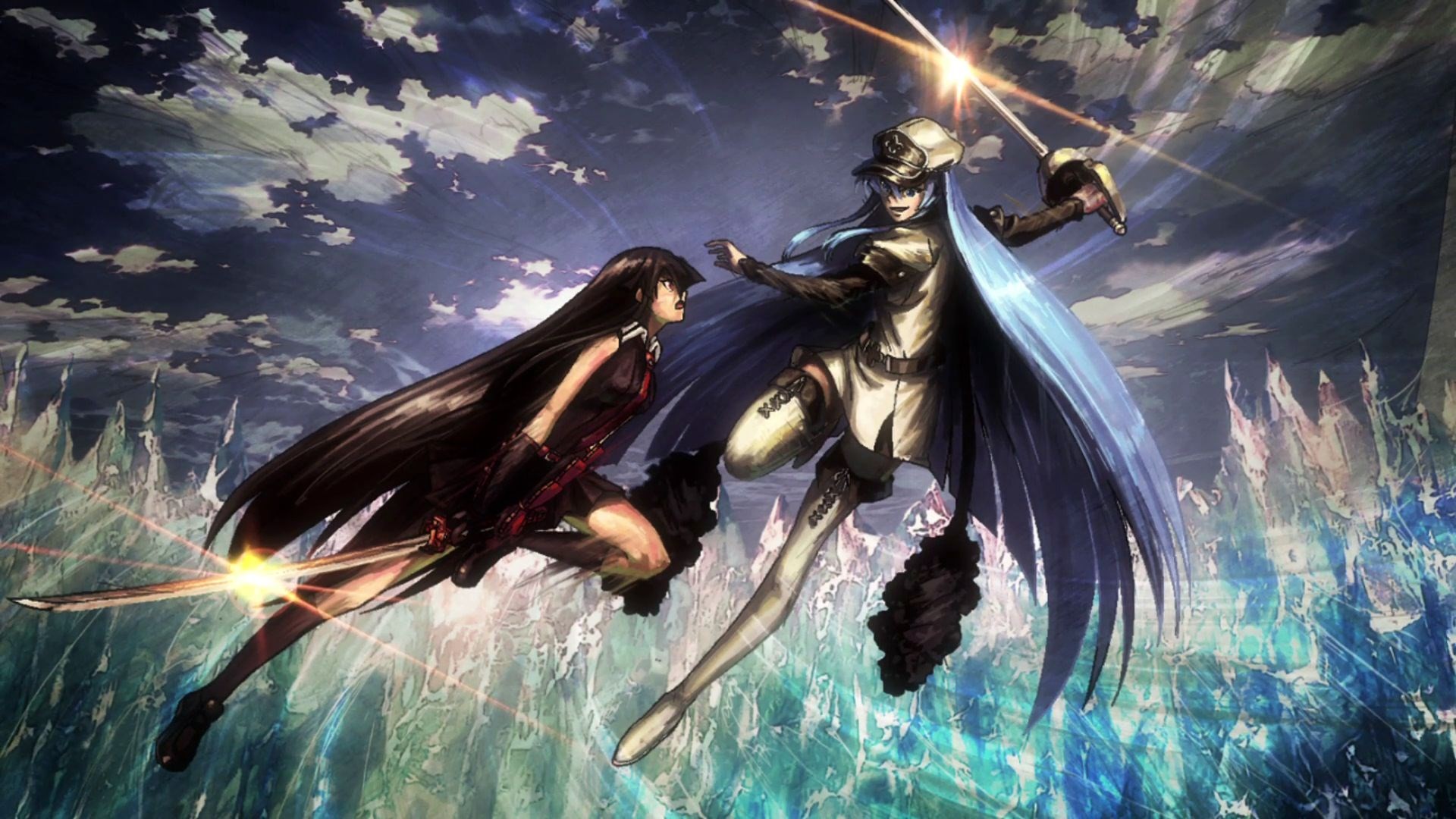 Akame, Esdeath, Akame ga Kill!, Duello, Cielo, Full HD, sfondo Windows 11