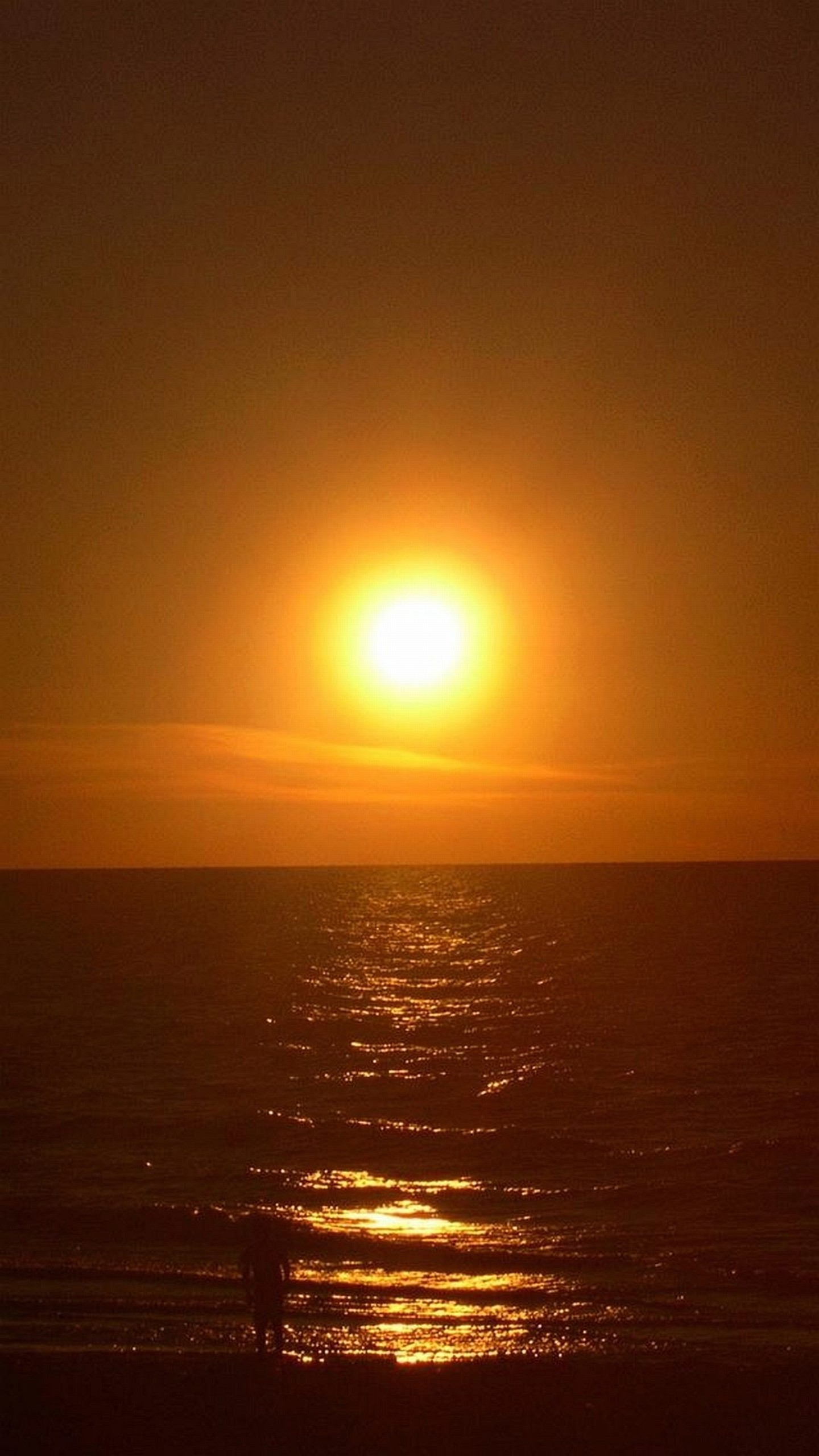 Sole, Mare, Arancione, Riflesso, QHD+, sfondo verticale per cellulare