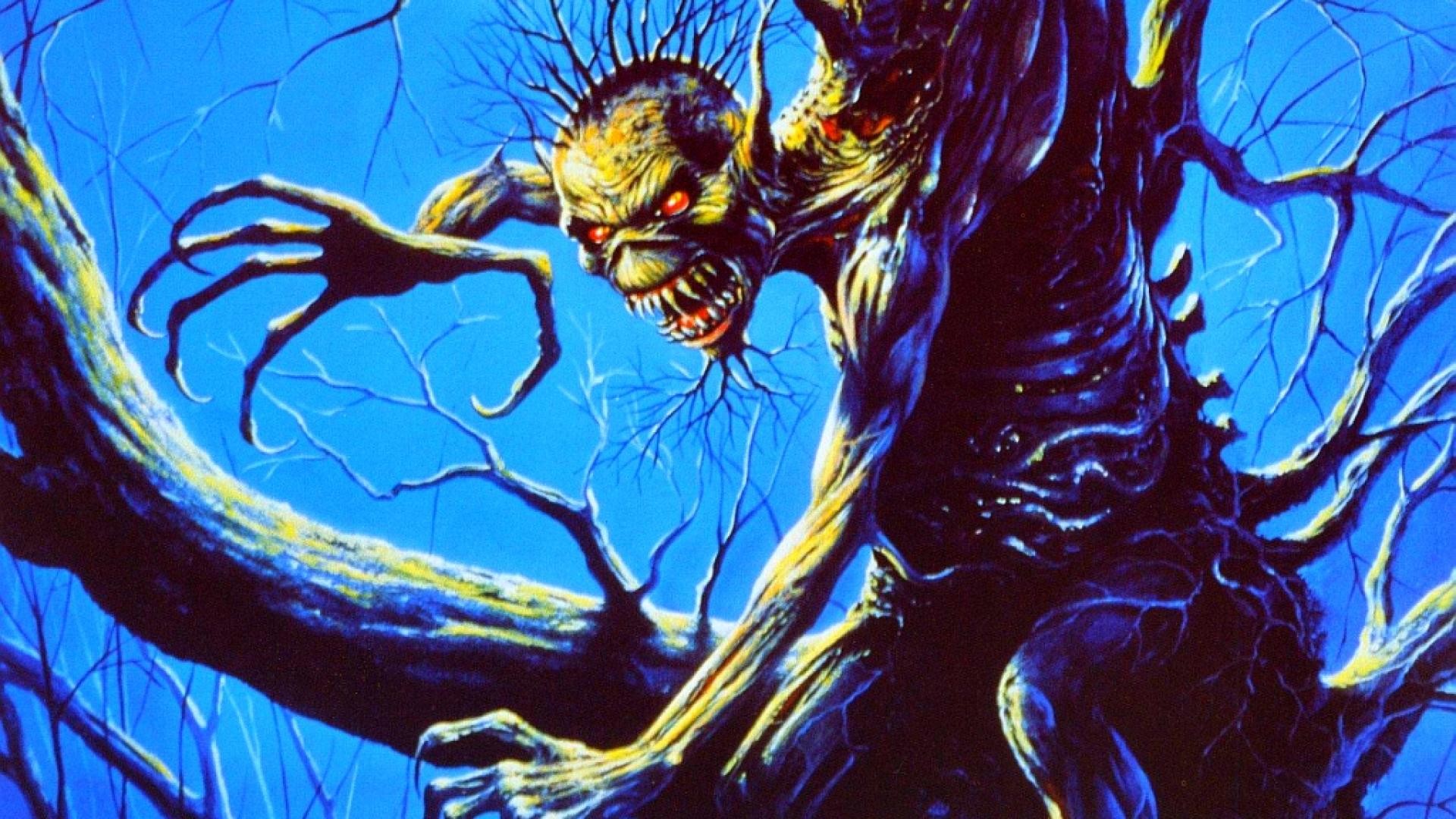 Eddie, Fear of the Dark, Iron Maiden, Albero, Luna, Full HD, wallpaper per computer