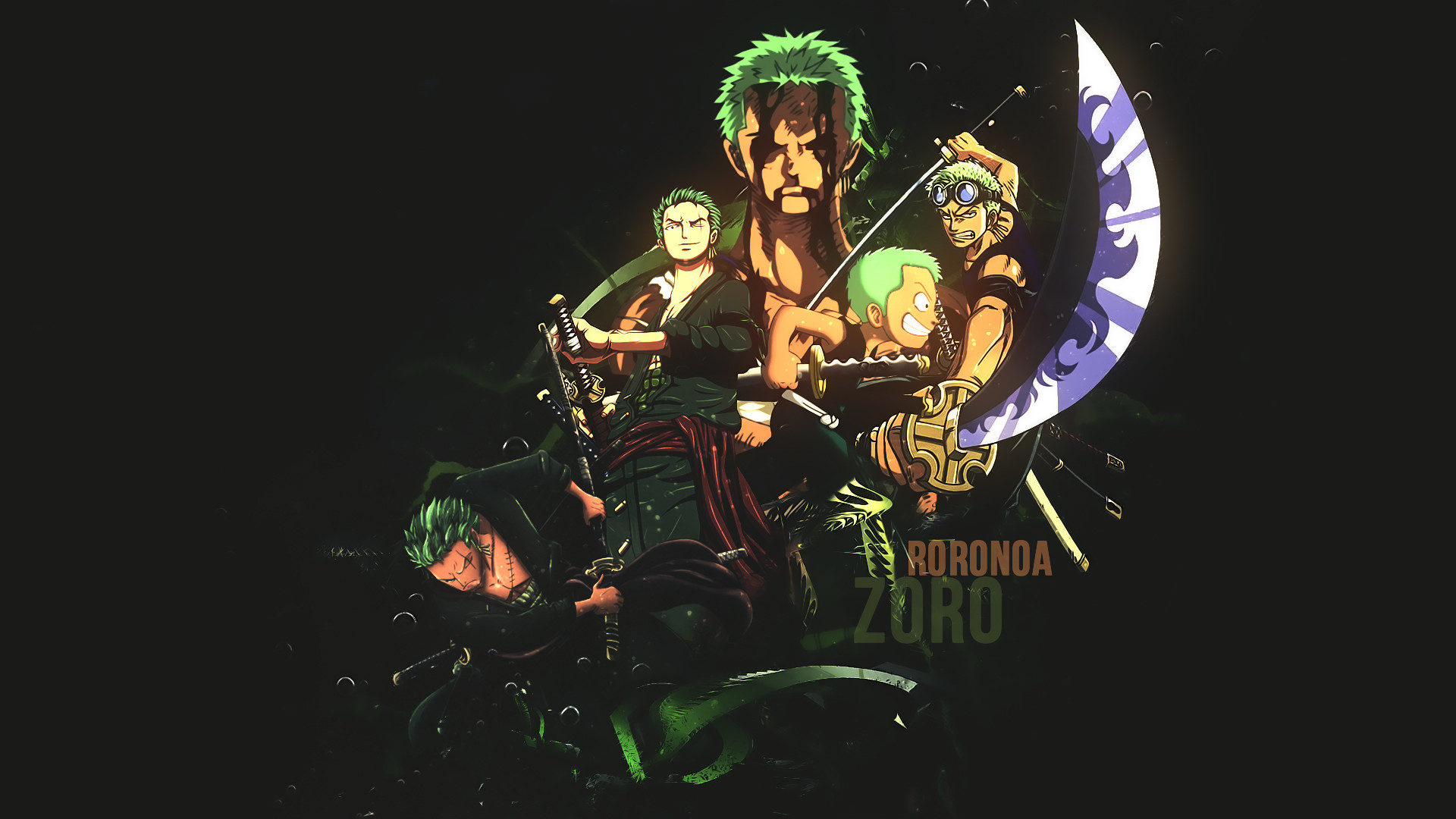Roronoa Zoro, One Piece, Spade, Verde, Full HD, sfondo desktop