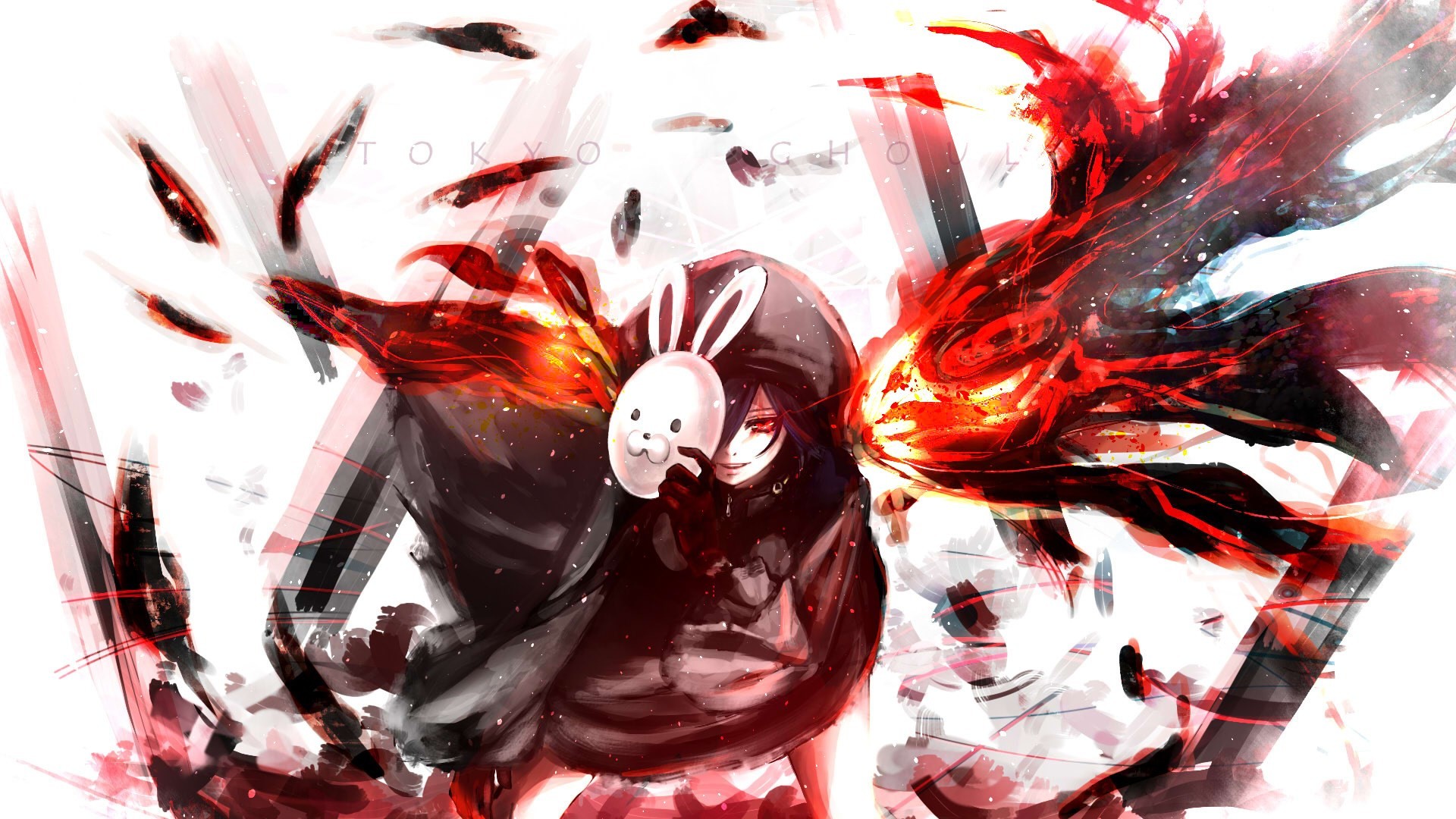 Touka Kirishima, Tokyo Ghoul, Maschera da coniglio, Kagune, Full HD, sfondo per portatile