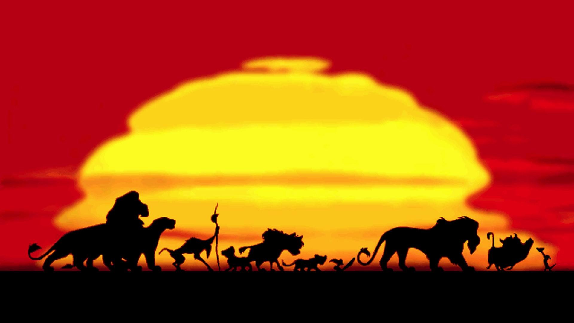 Il re leone, Disney, Silhouette, Tramonto, Full HD, sfondo MacBook