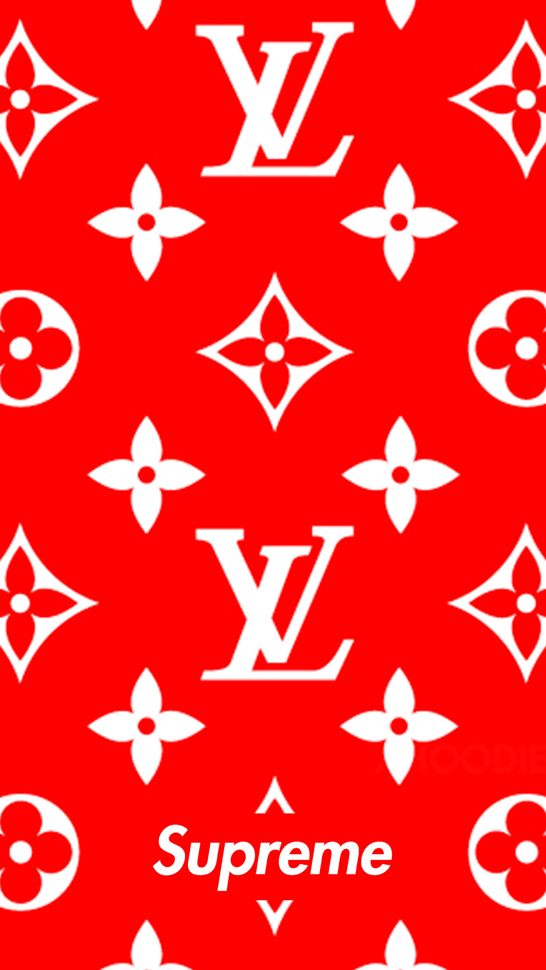 Louis Vuitton x Supreme, Monogramma LV, Rosso, Full HD, sfondo per smartphone