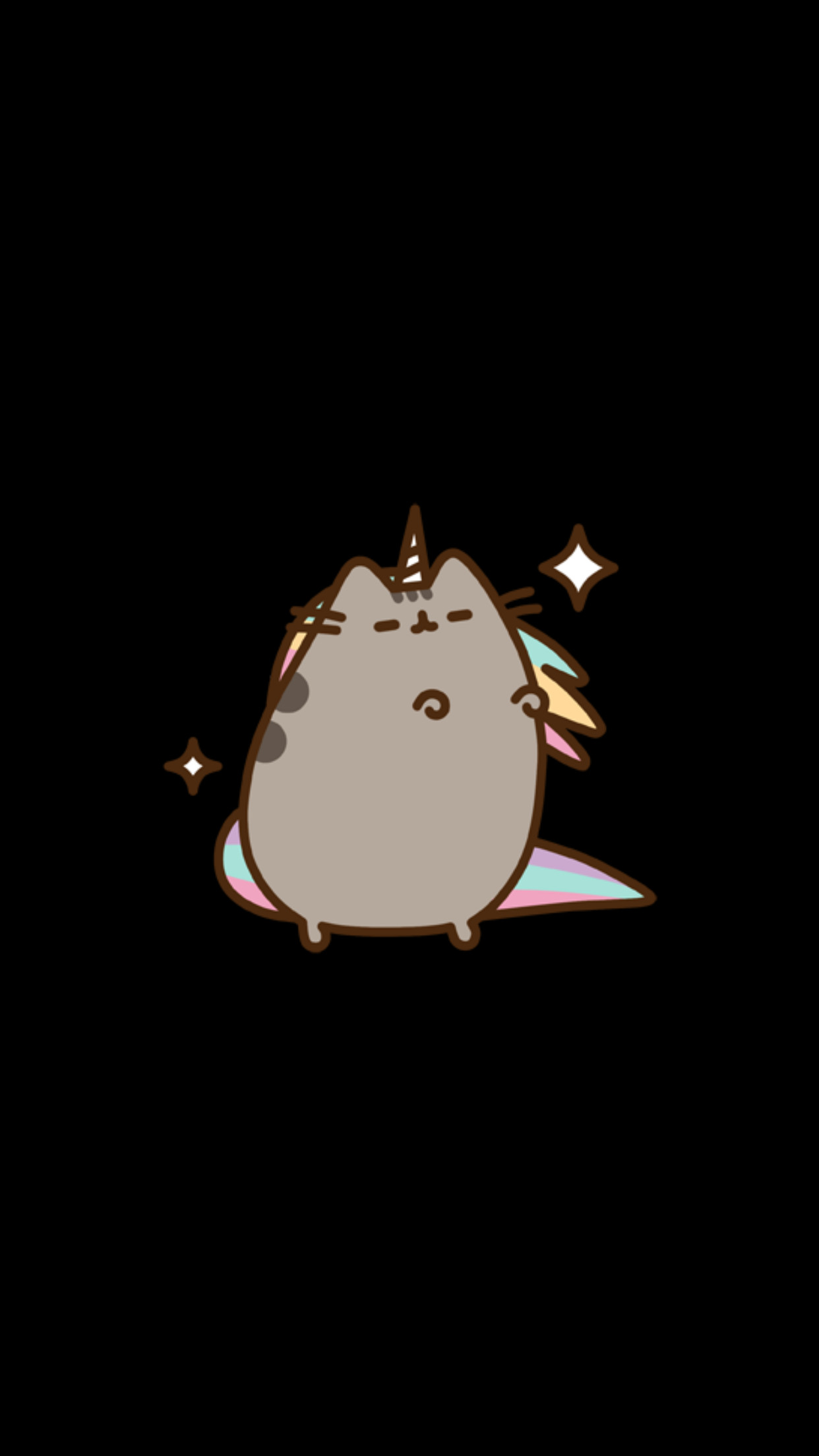 Pusheen, Unicorno, Pusheenicorn, Sfondo nero, Full HD, schermata di blocco del cellulare