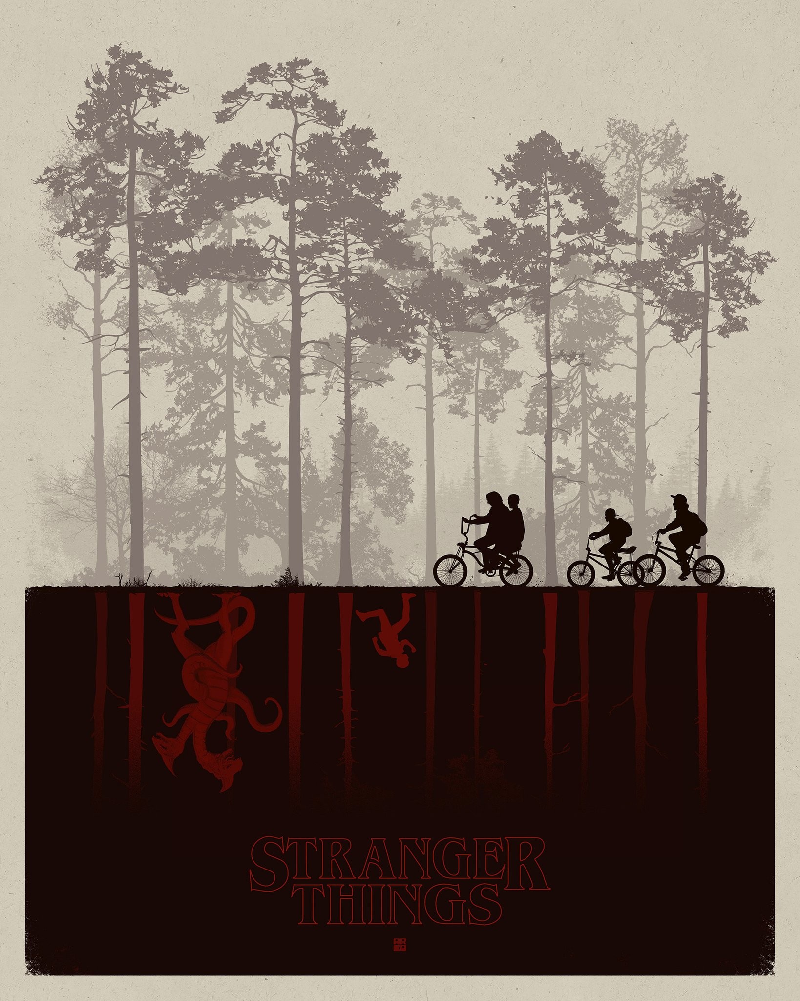 Stranger Things, Biciclette, Foresta, Minimalista, QHD+, schermata di blocco iPad